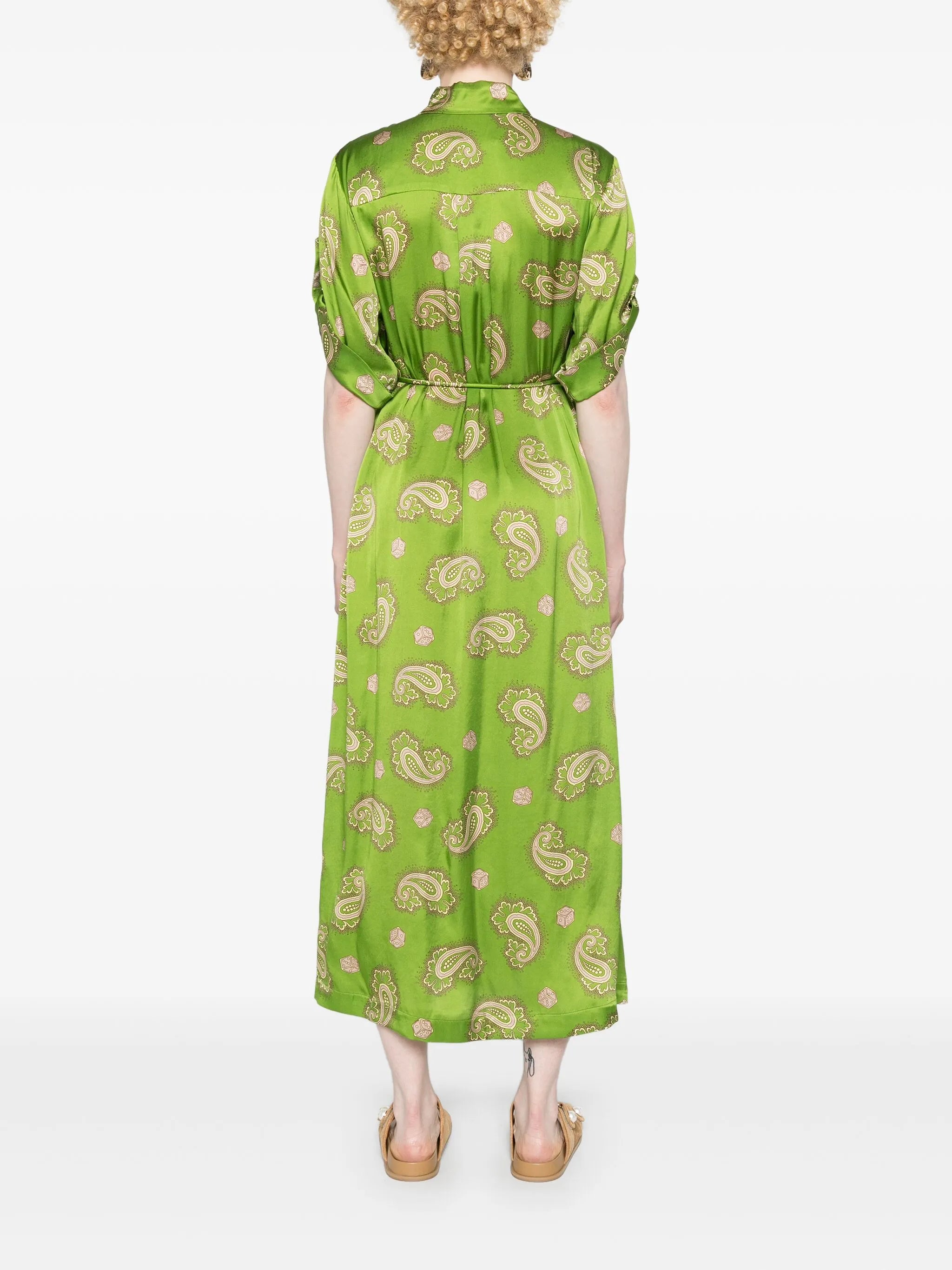Dice paisly-print silk shirt dress
