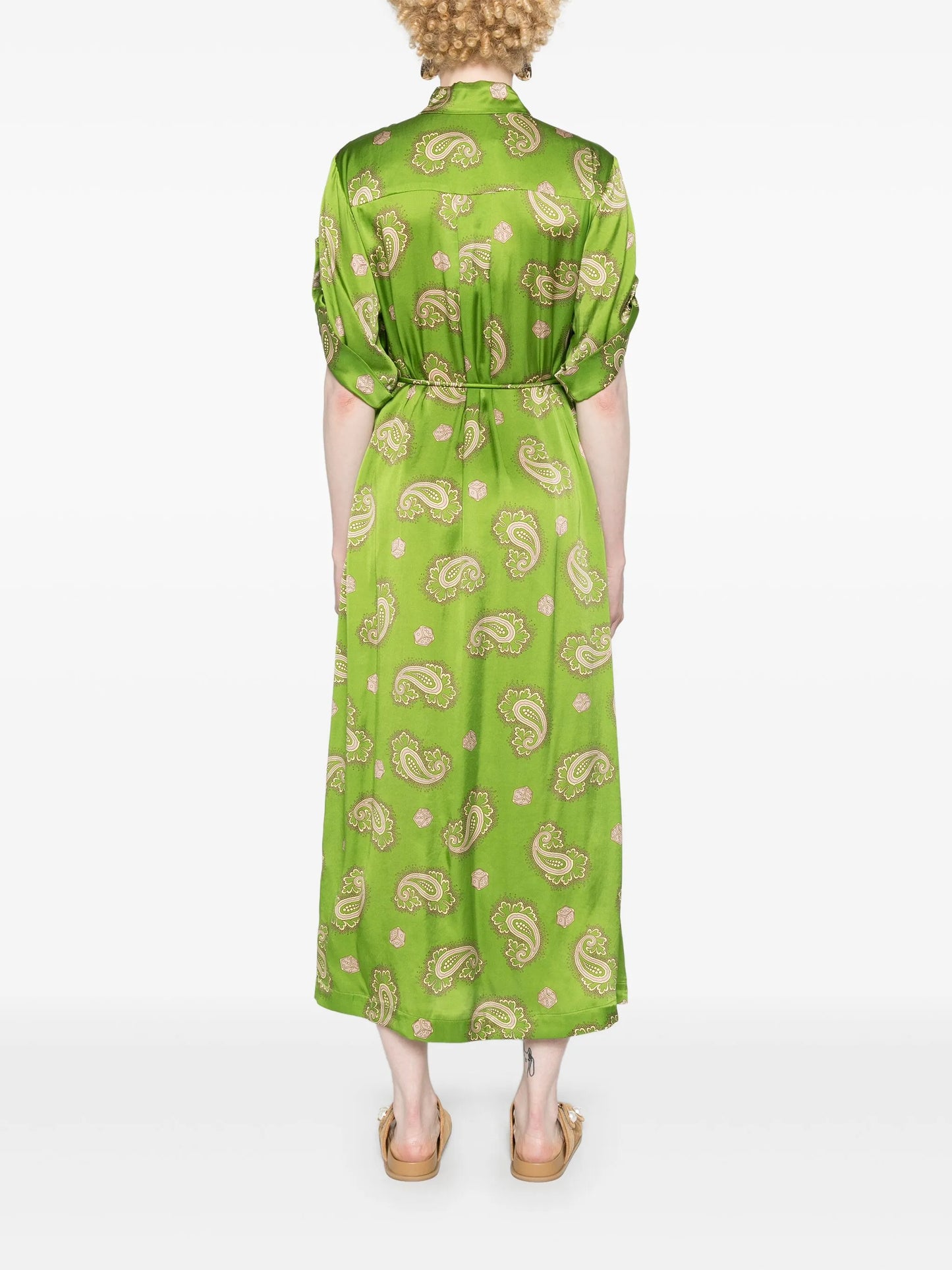 Dice paisly-print silk shirt dress