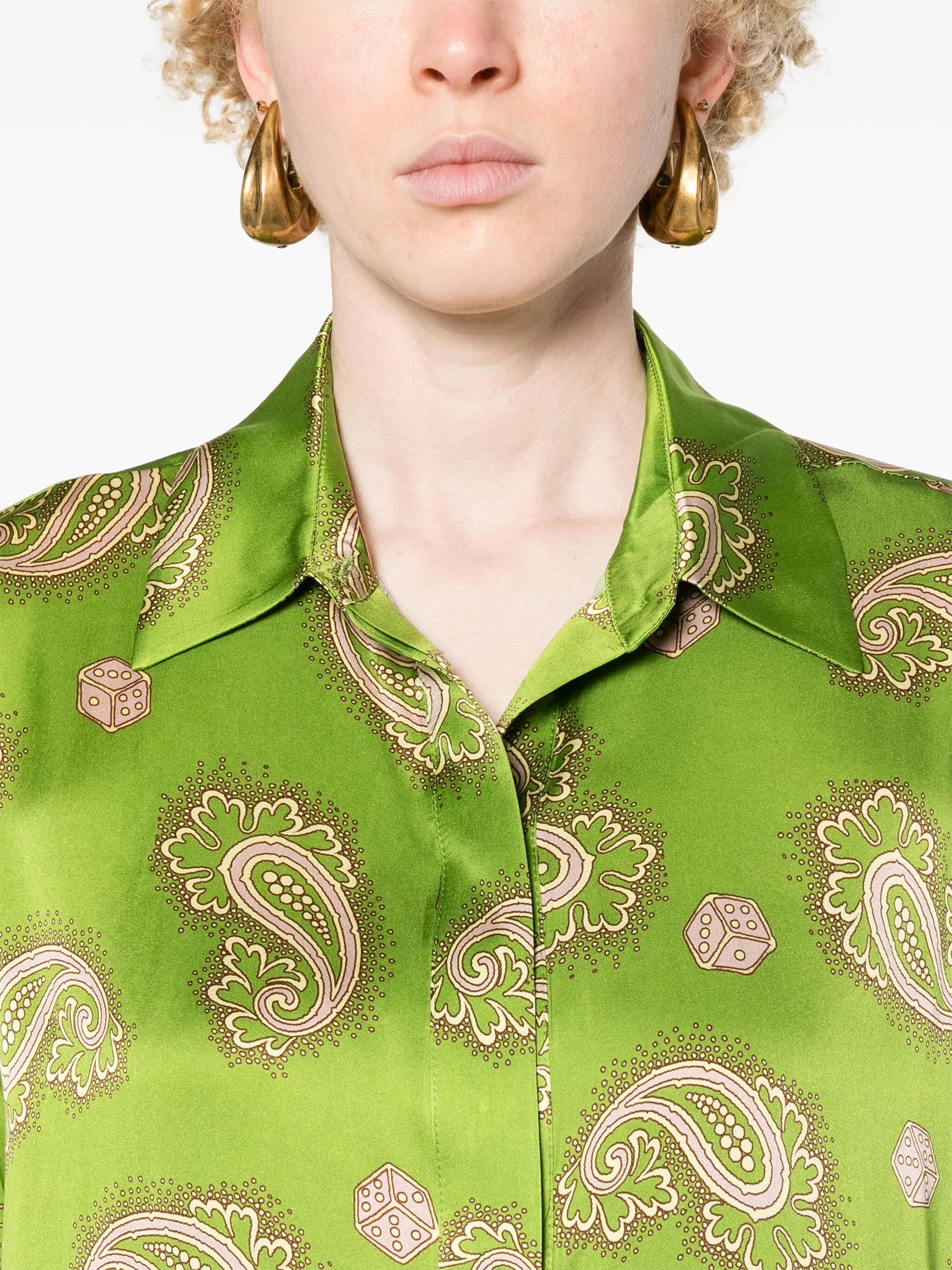 Dice paisly-print silk shirt