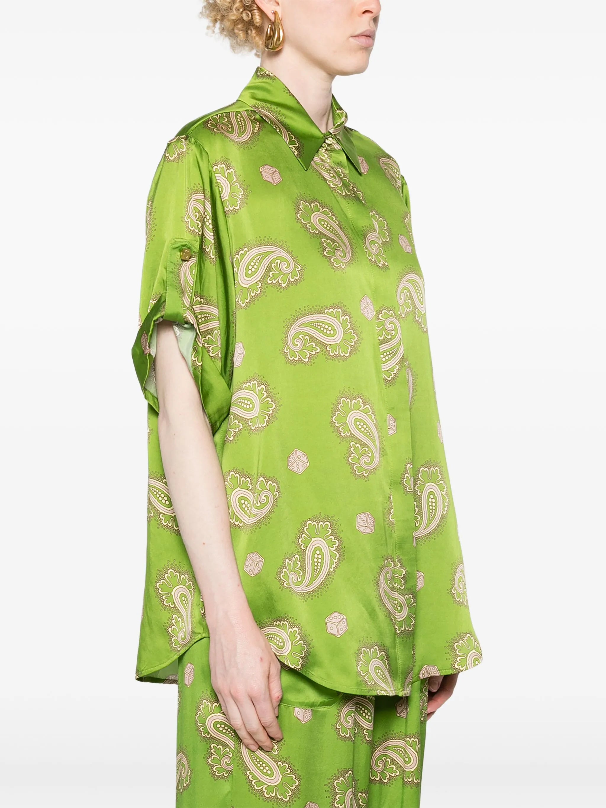Dice paisly-print silk shirt