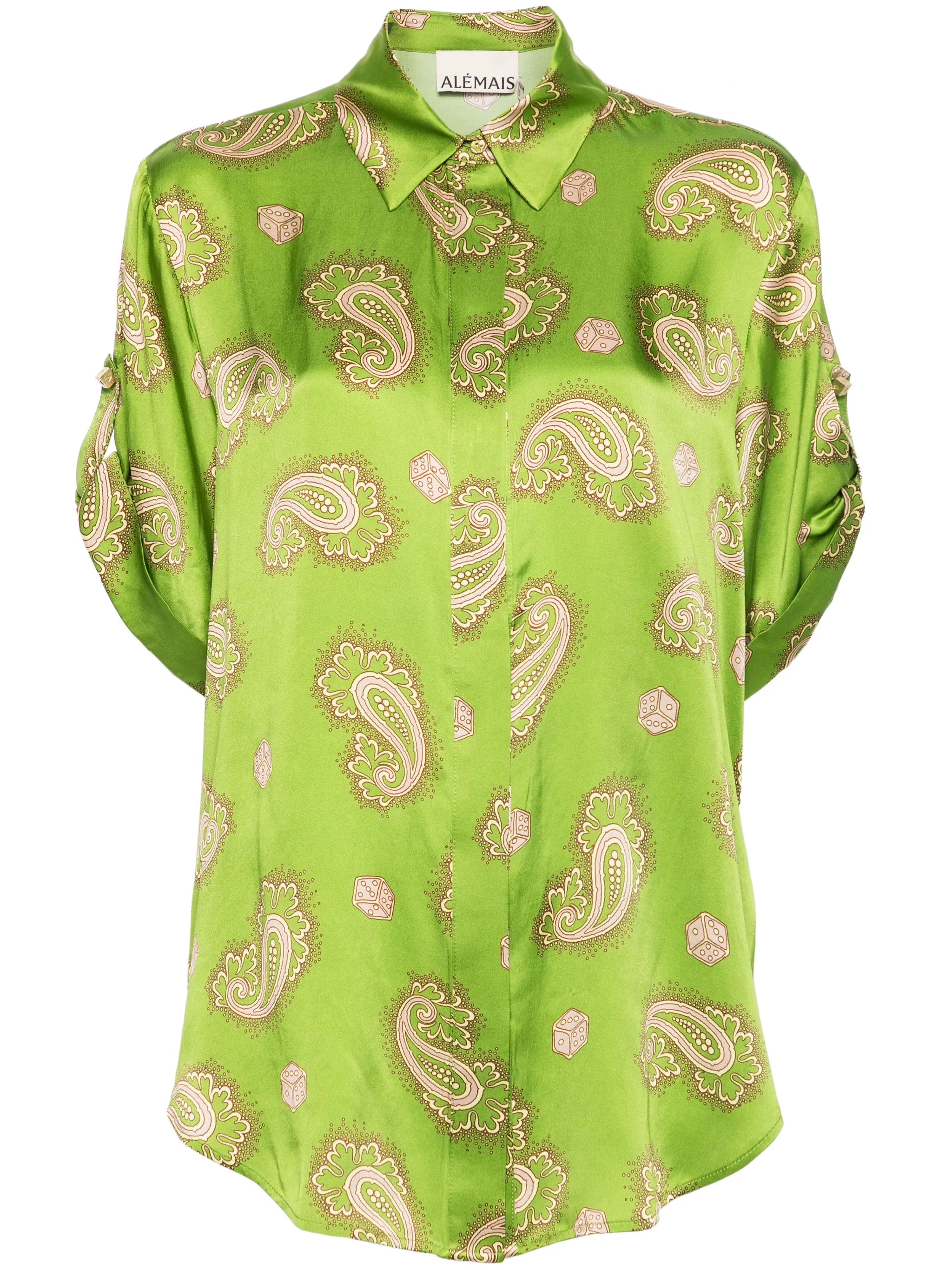 Dice paisly-print silk shirt