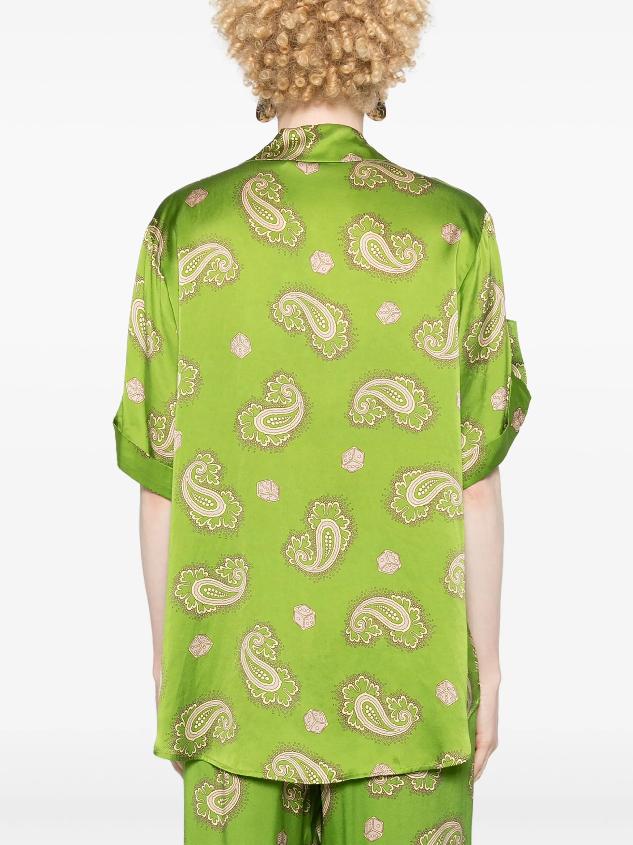Dice paisly-print silk shirt