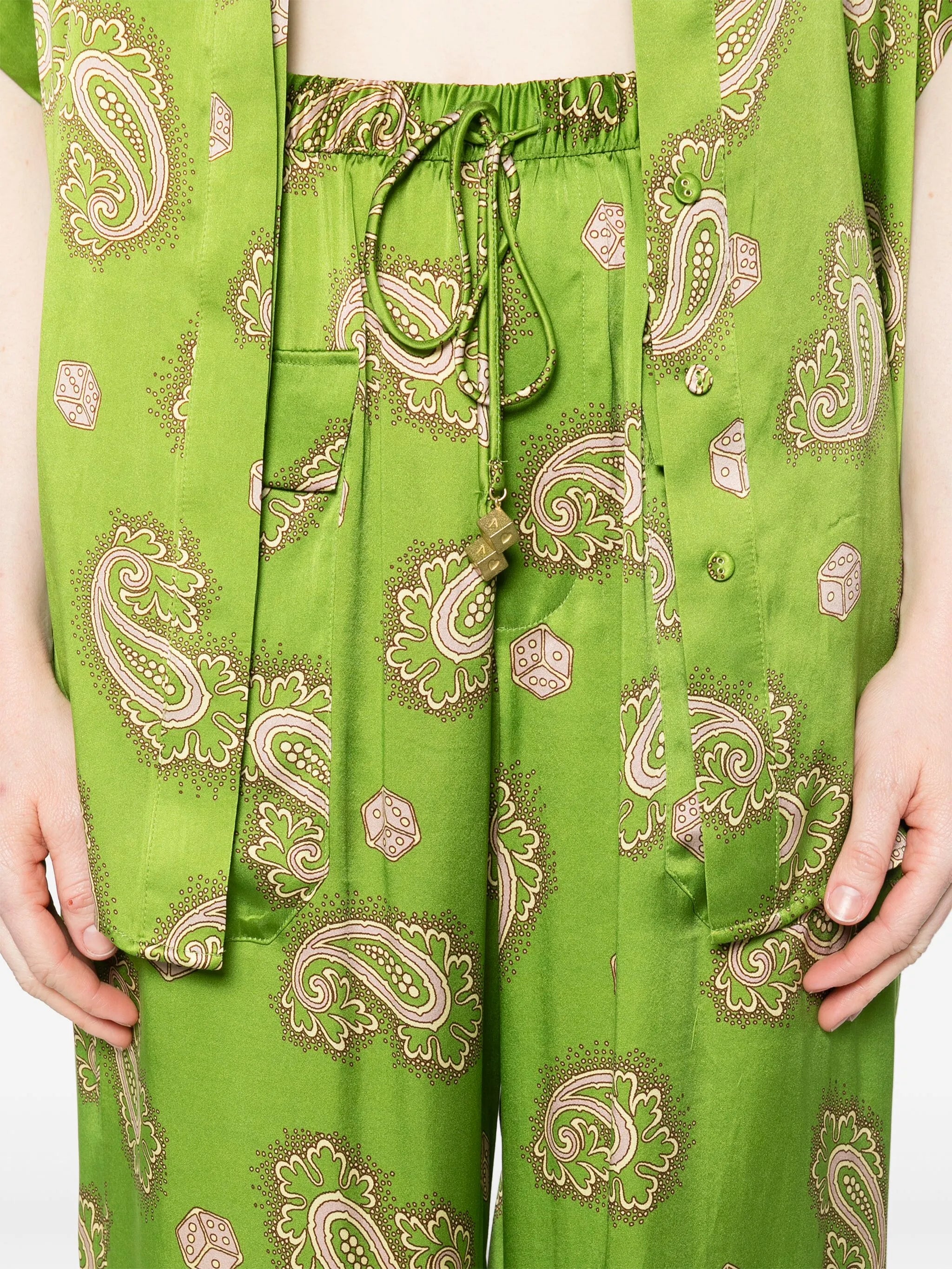 Dice silk wide-leg trousers