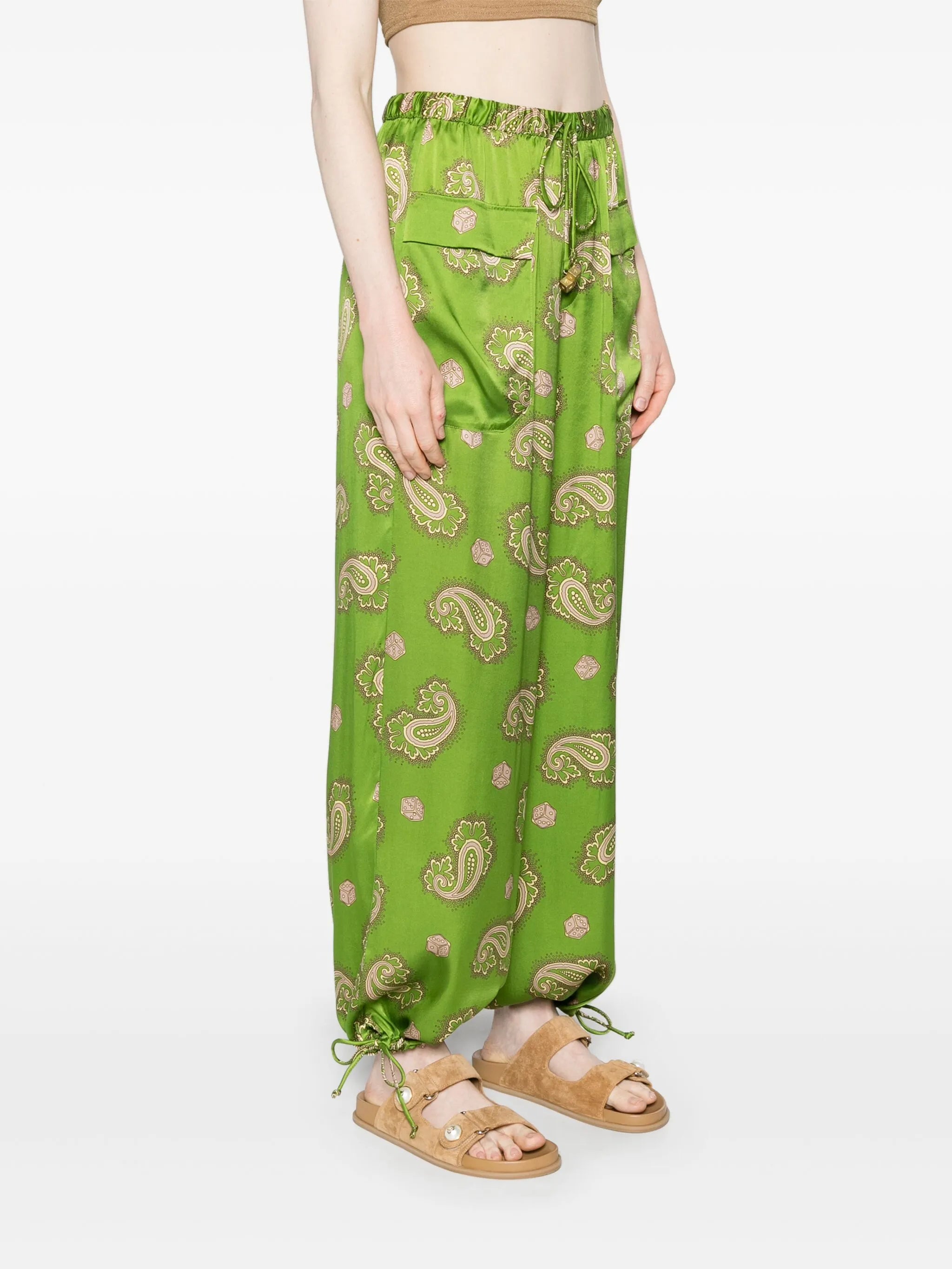 Dice silk wide-leg trousers