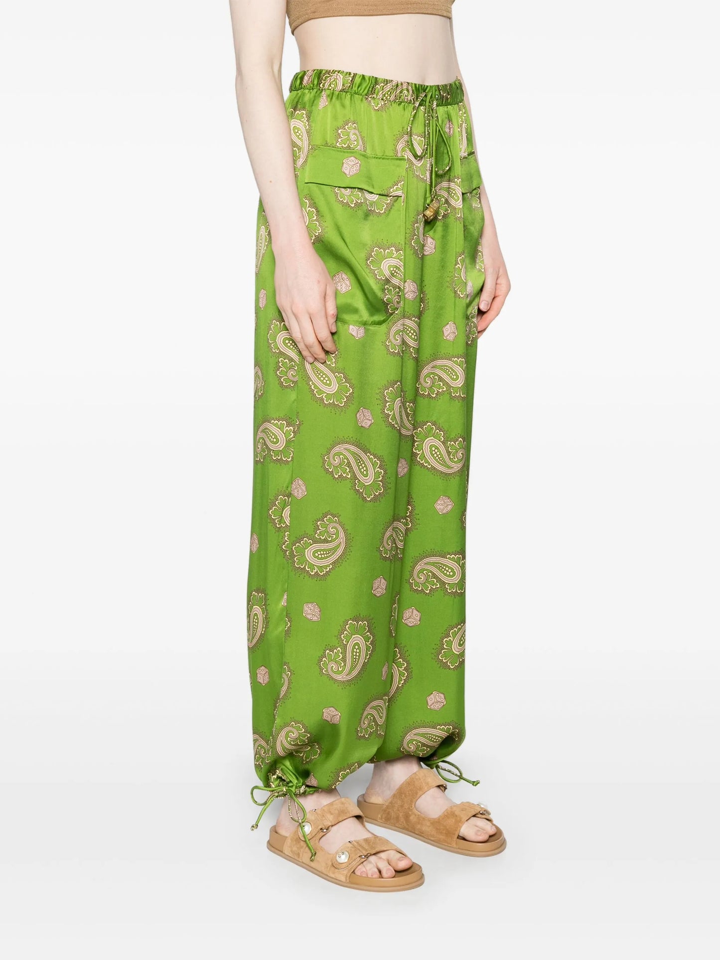 Dice silk wide-leg trousers