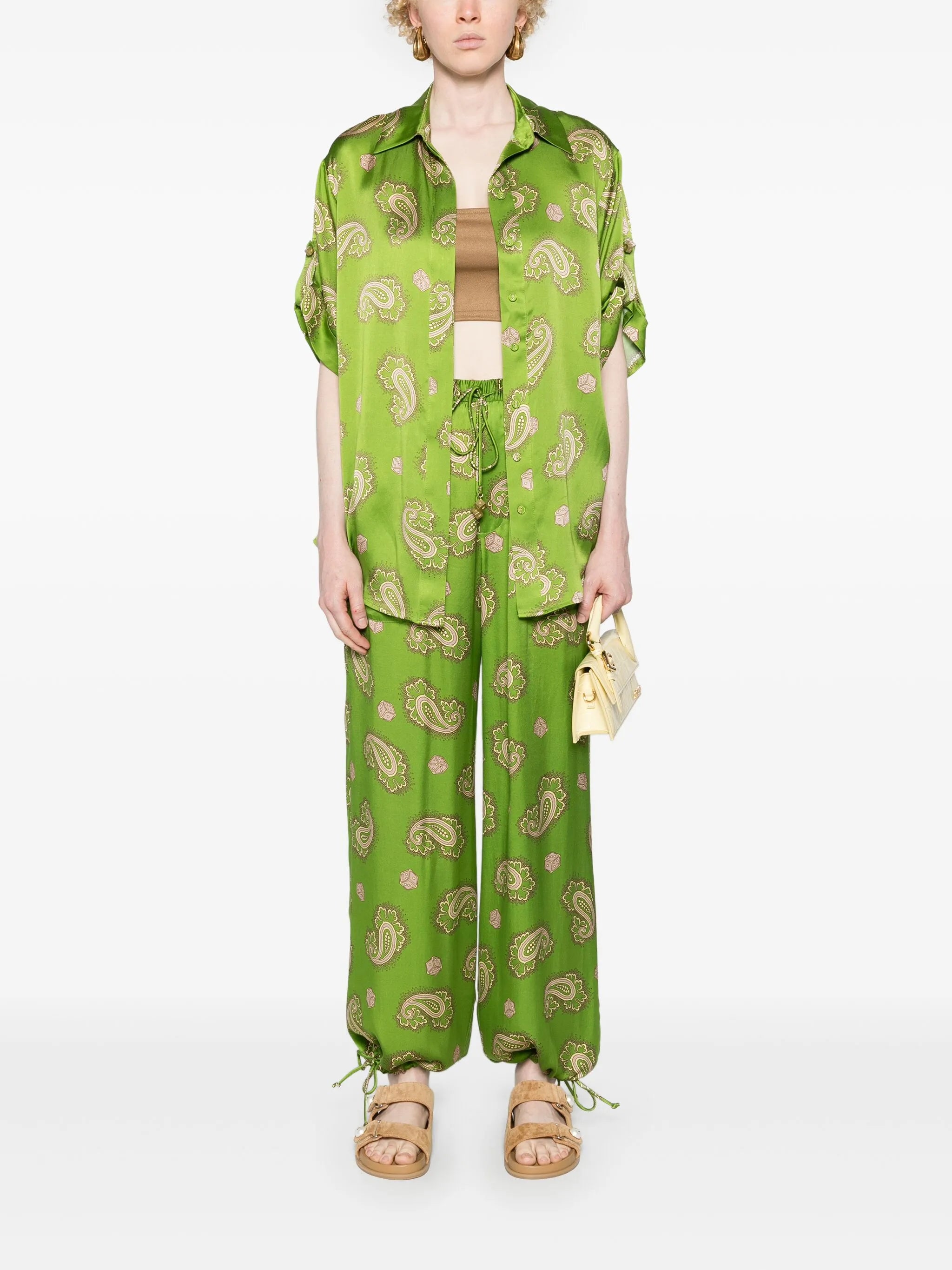 Dice silk wide-leg trousers