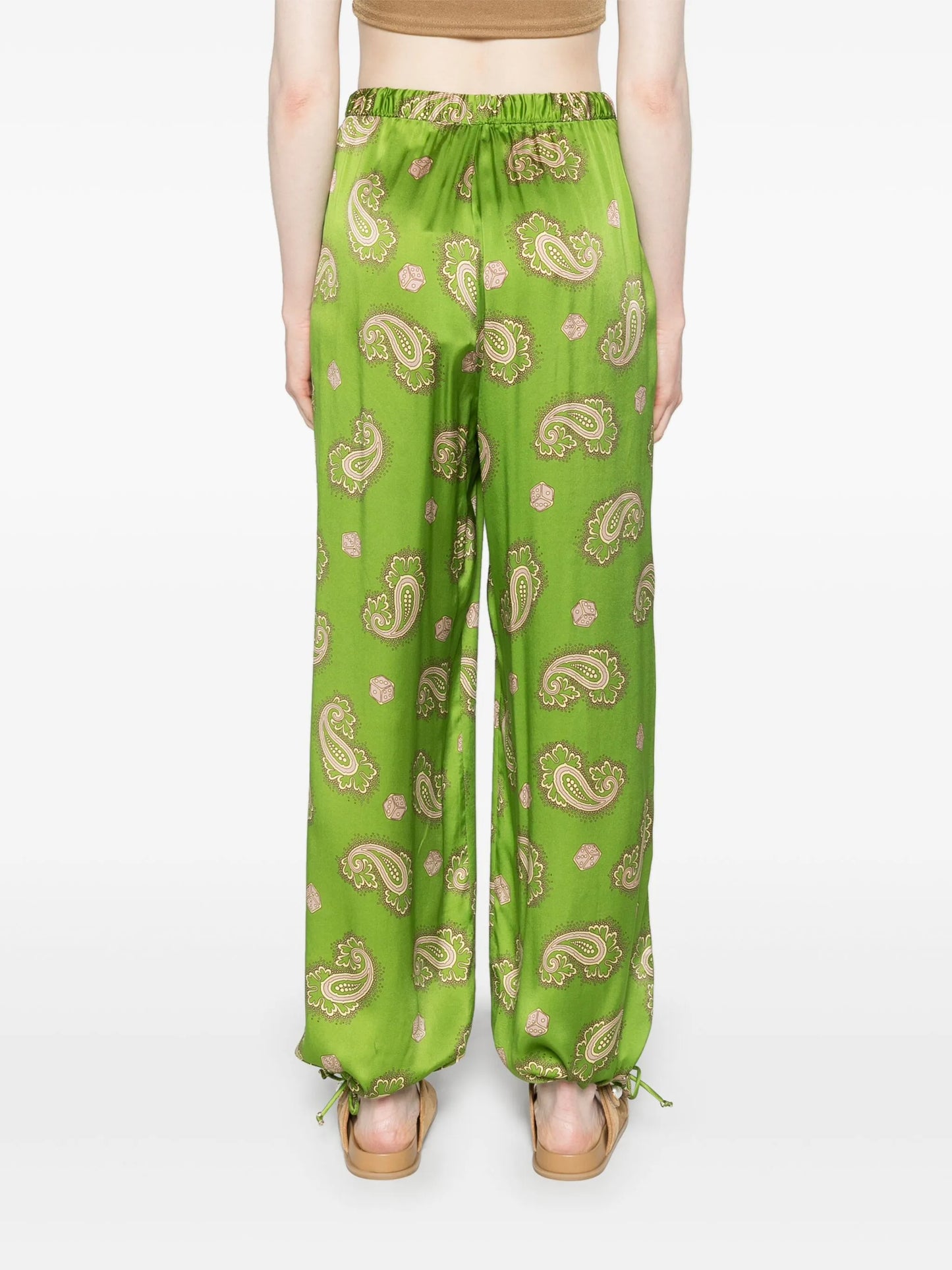 Dice silk wide-leg trousers