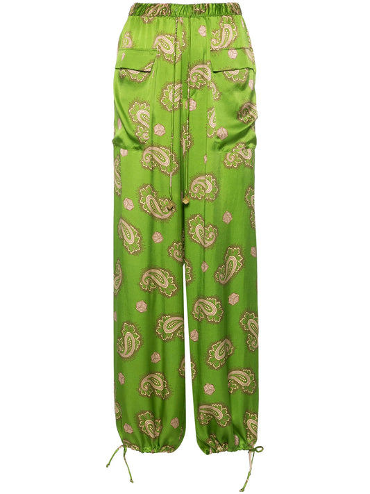 Dice silk wide-leg trousers