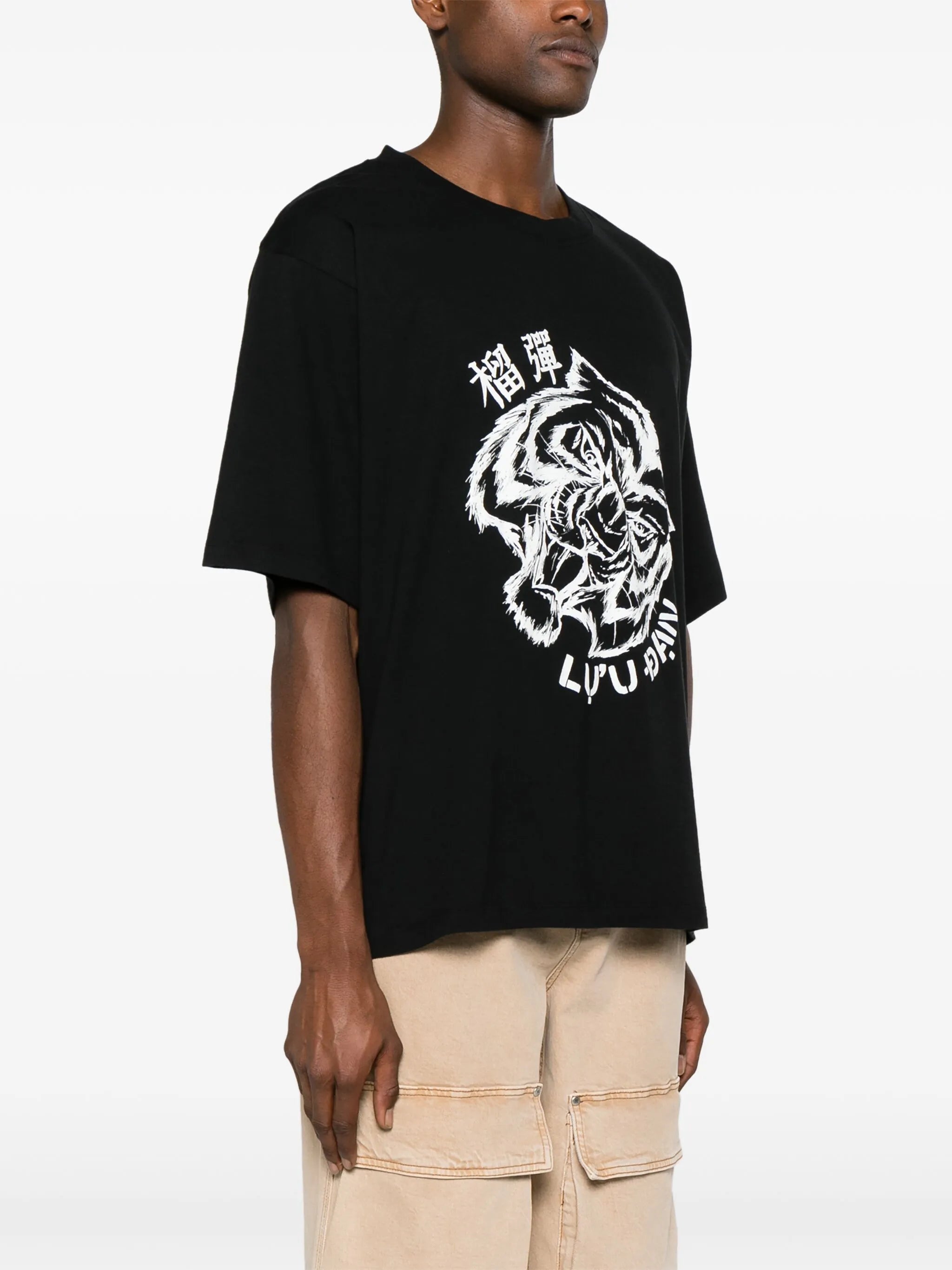 tiger head-print cotton T-shirt