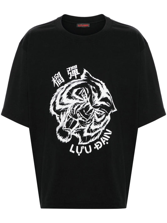 tiger head-print cotton T-shirt