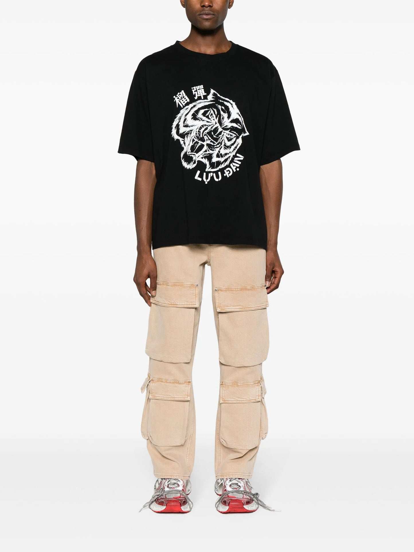 tiger head-print cotton T-shirt