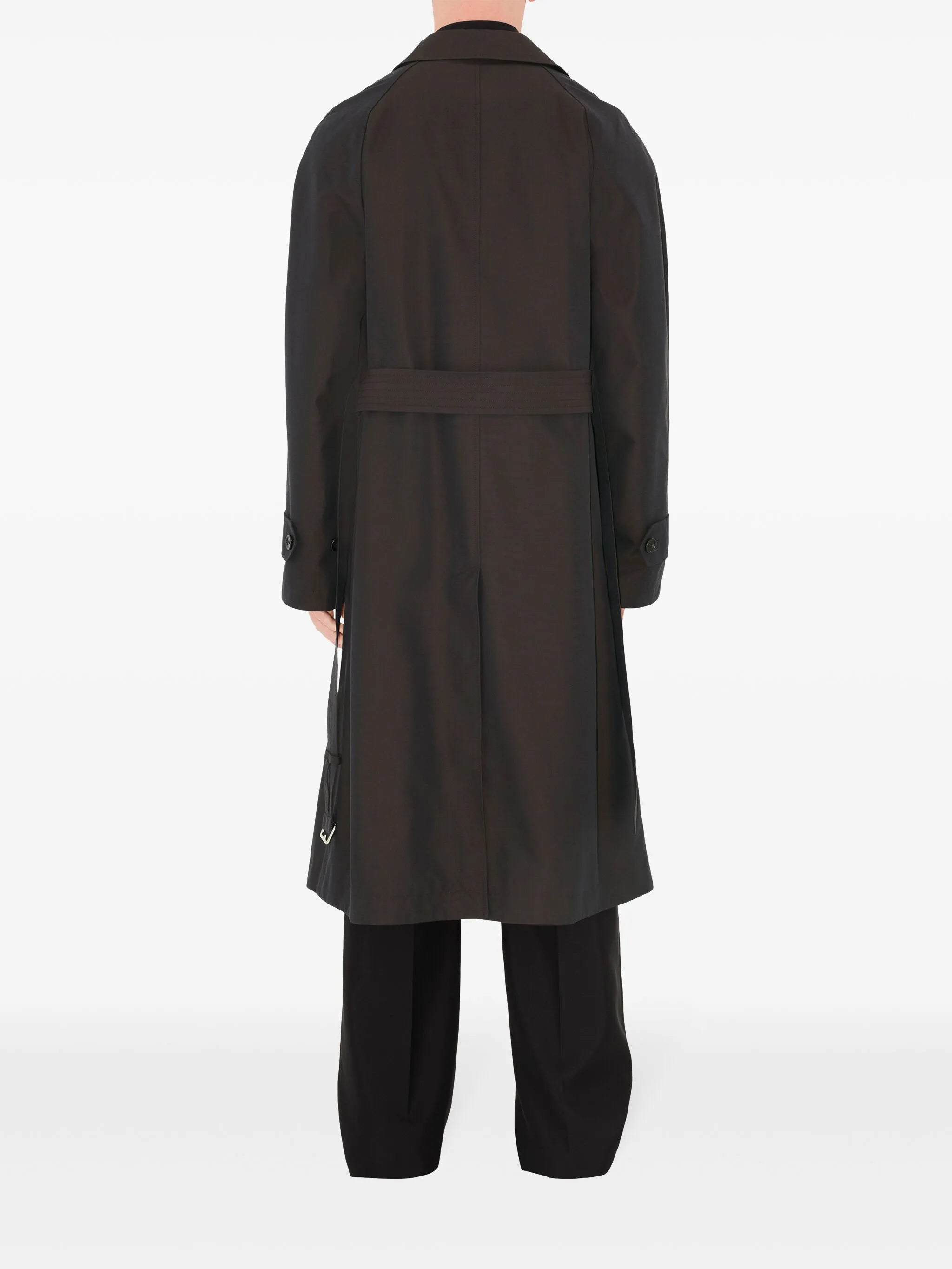 belted changeant-cotton car coat