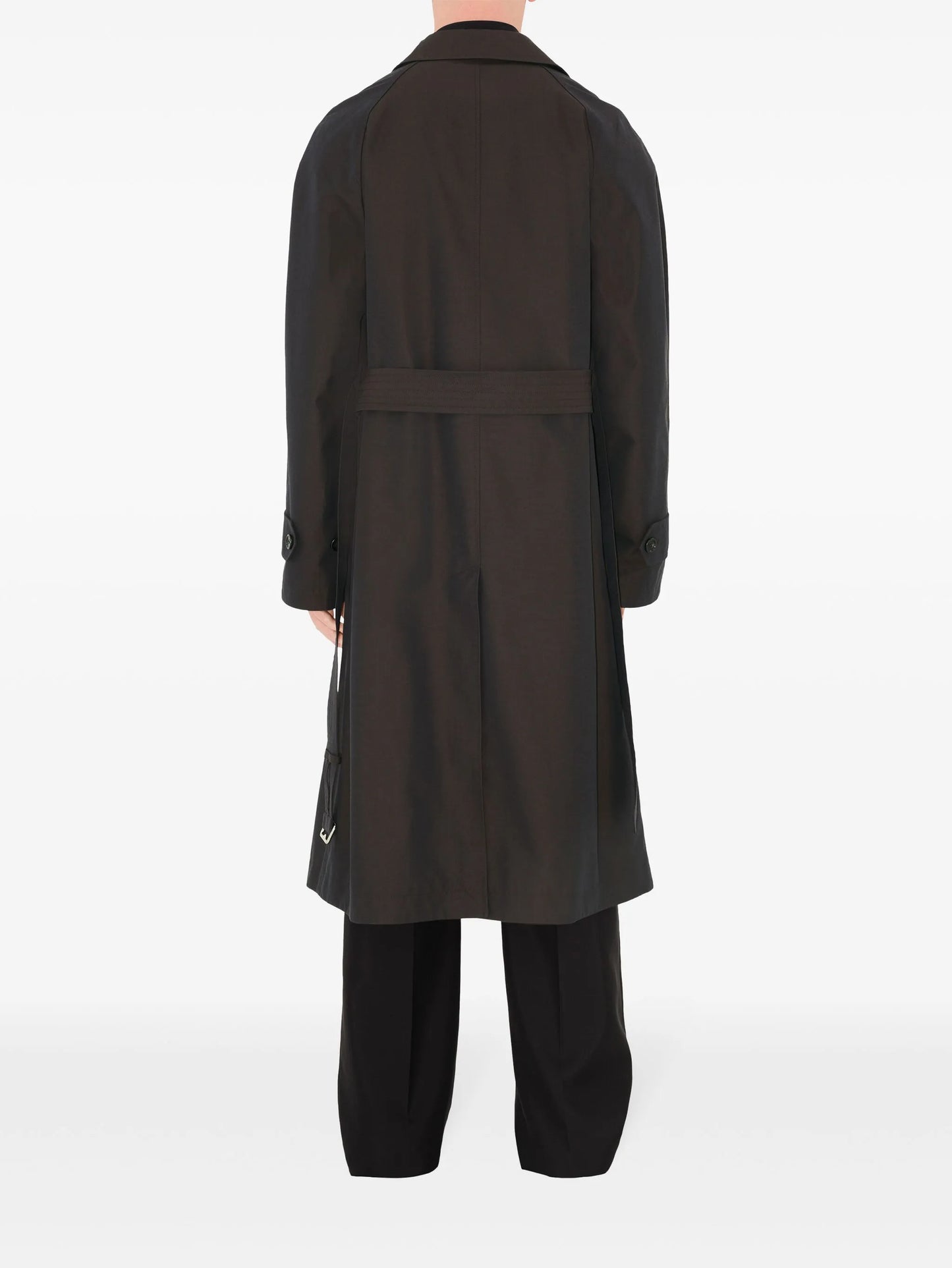 belted changeant-cotton car coat