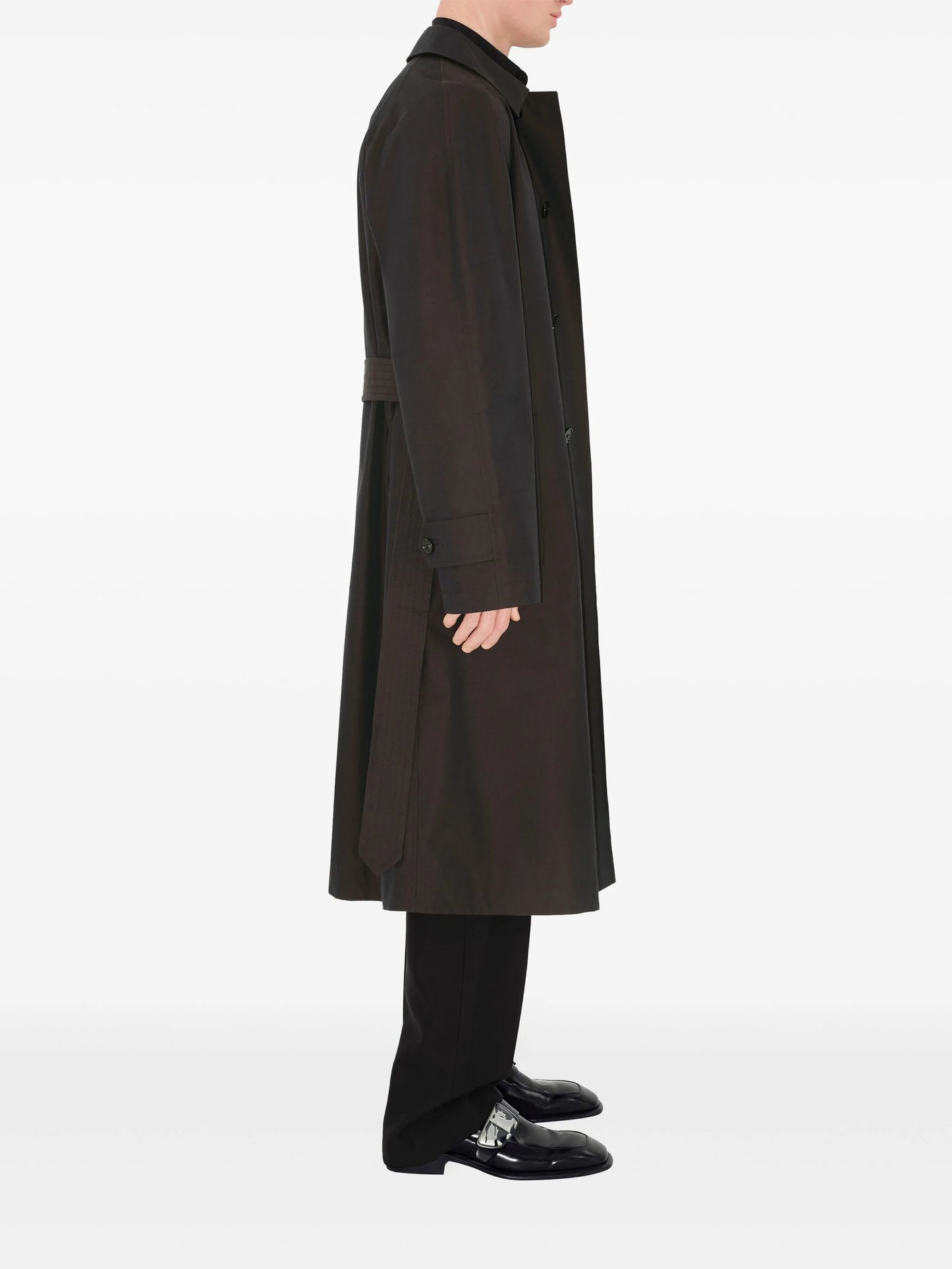 belted changeant-cotton car coat