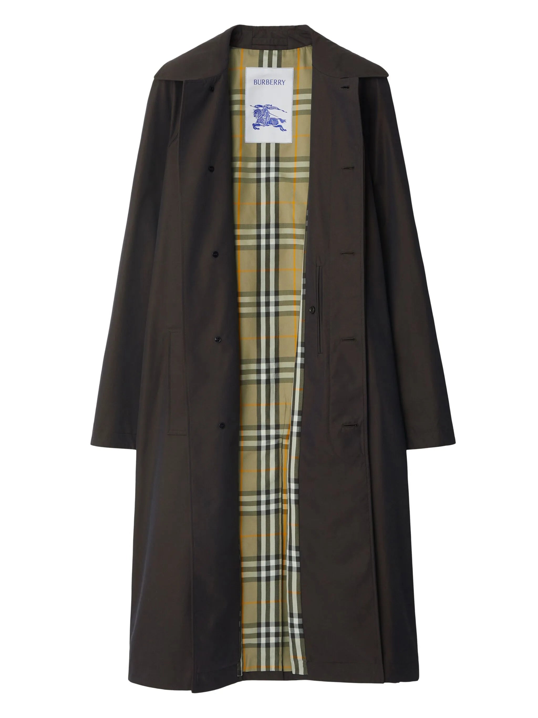 belted changeant-cotton car coat