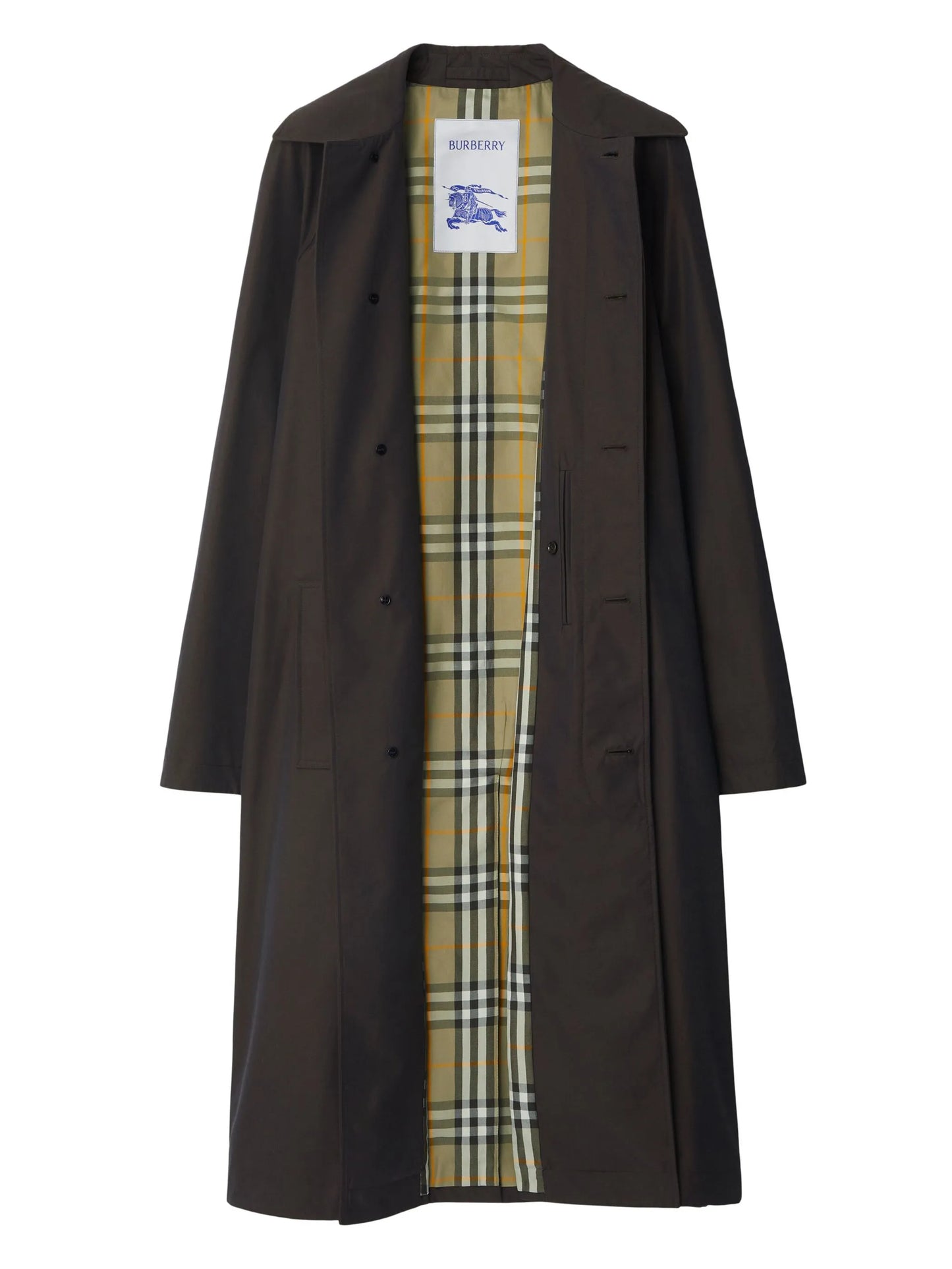 belted changeant-cotton car coat