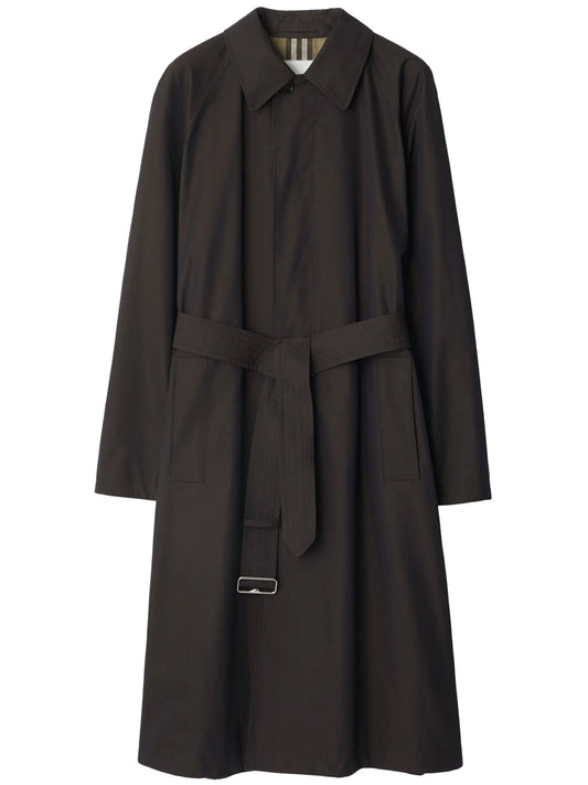 belted changeant-cotton car coat
