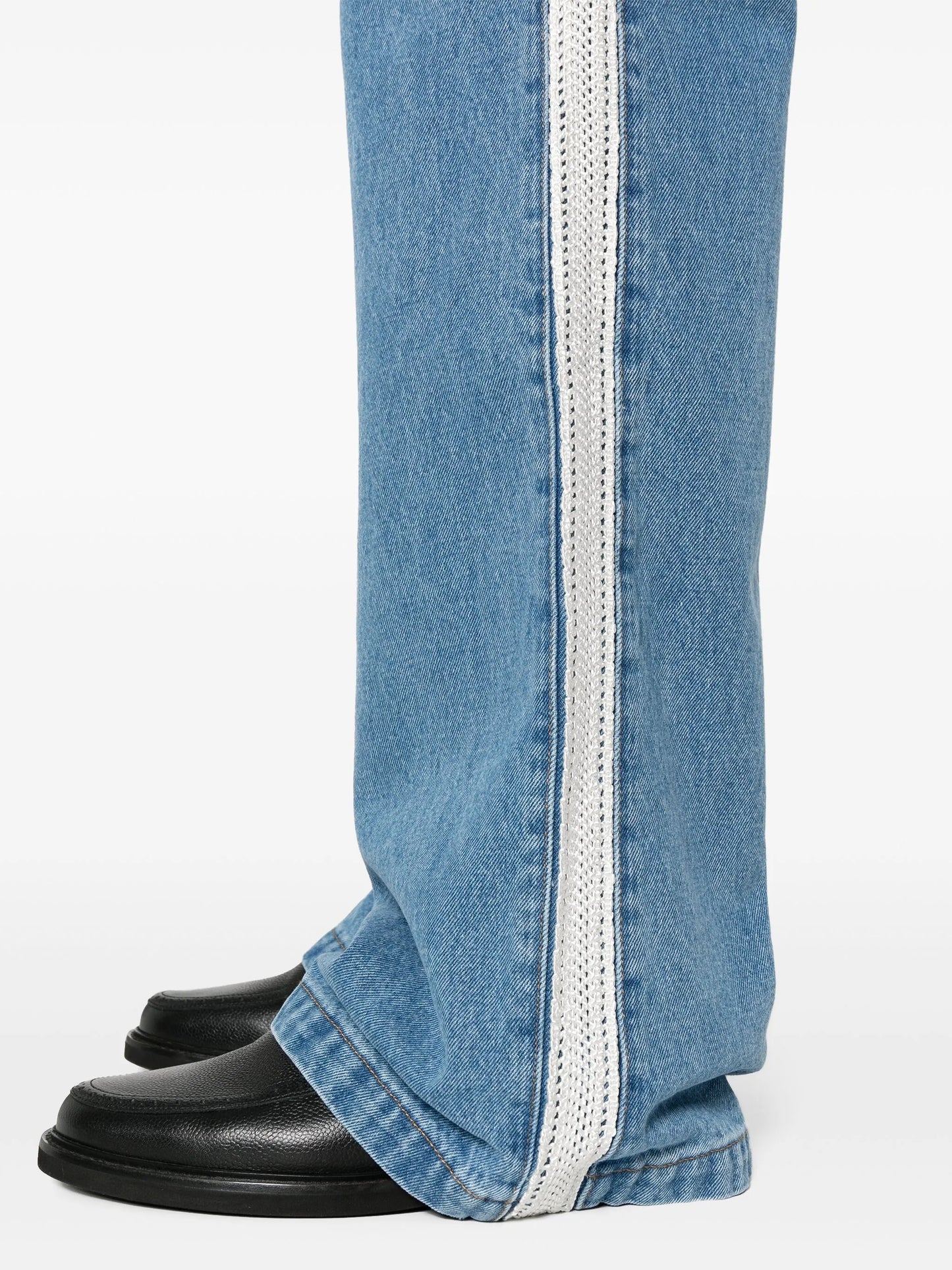 crochet-panel wide-leg jeans