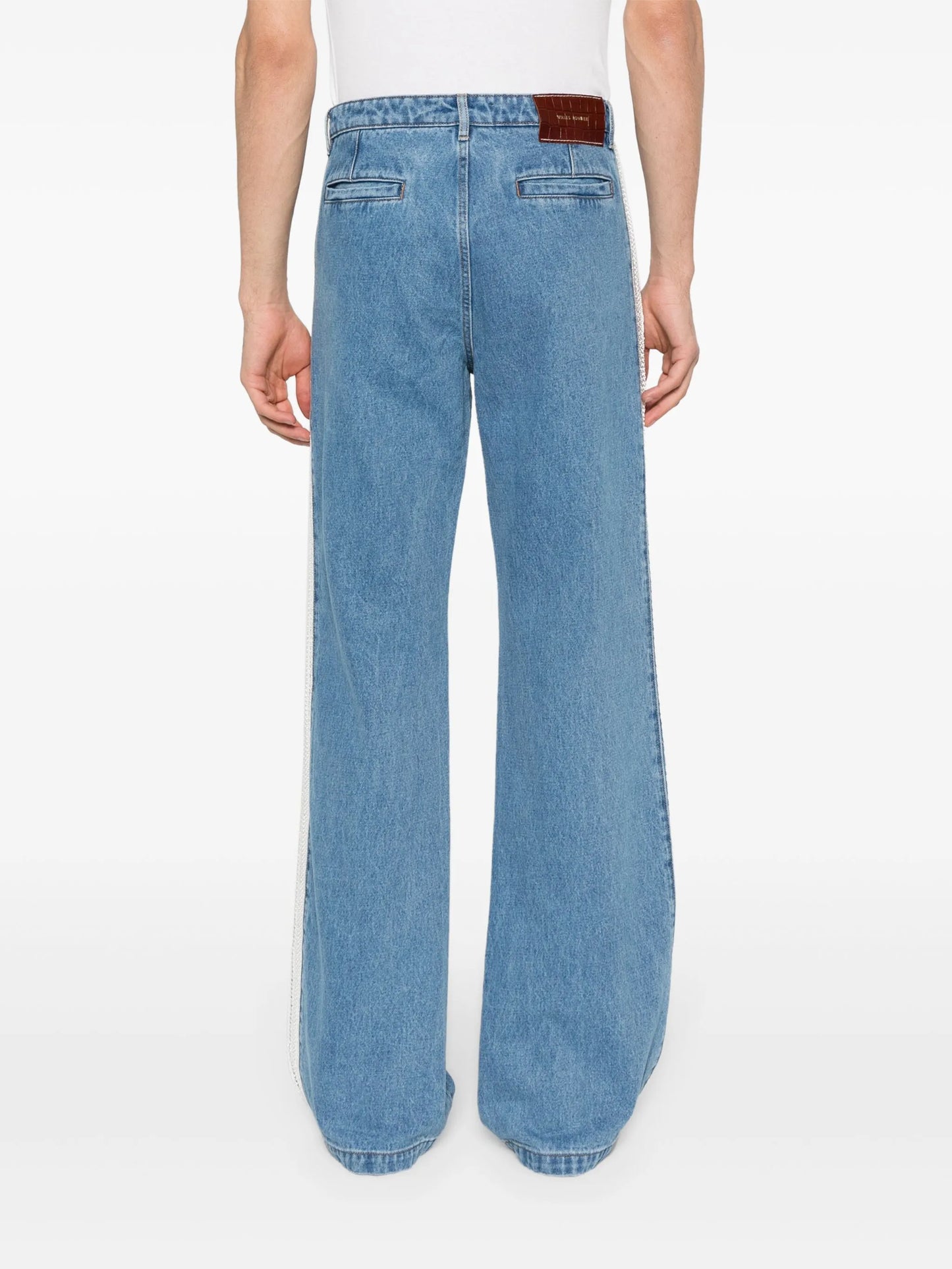 crochet-panel wide-leg jeans