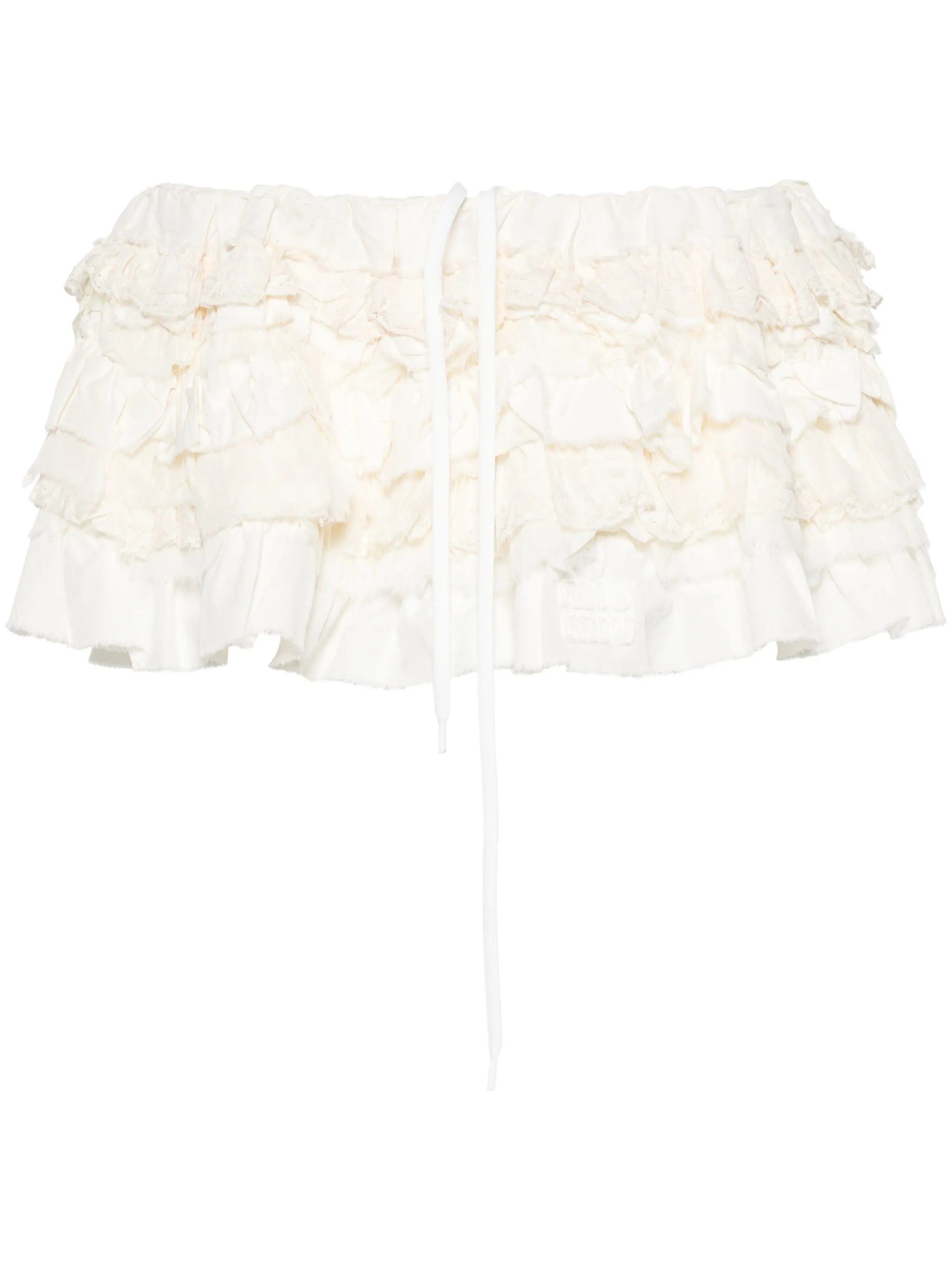 Slubbed ruffled mini skirt