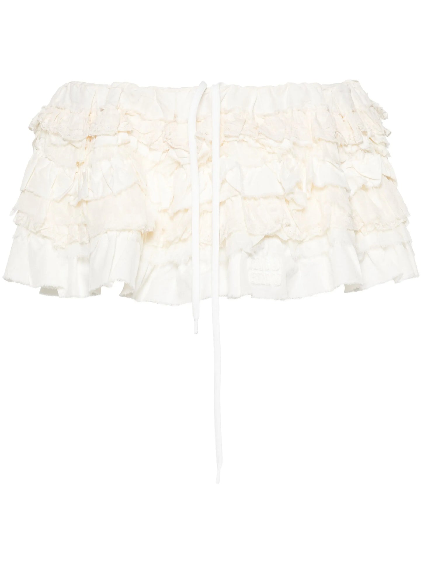 Slubbed ruffled mini skirt