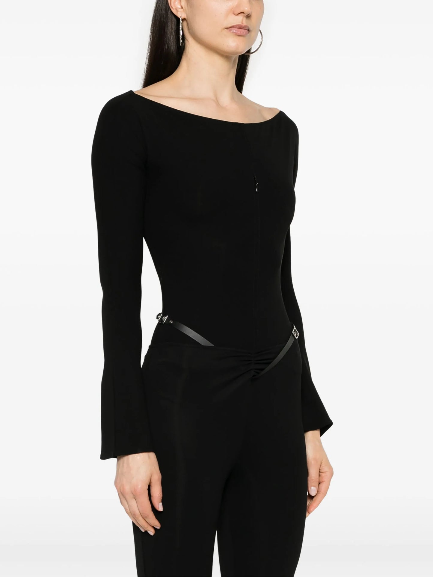 zip-detail jersey bodysuit