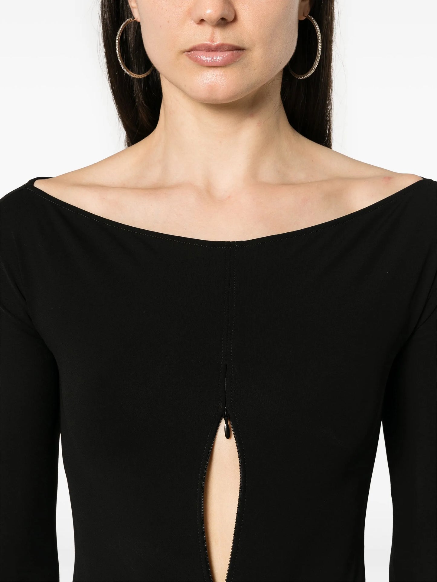 zip-detail jersey bodysuit