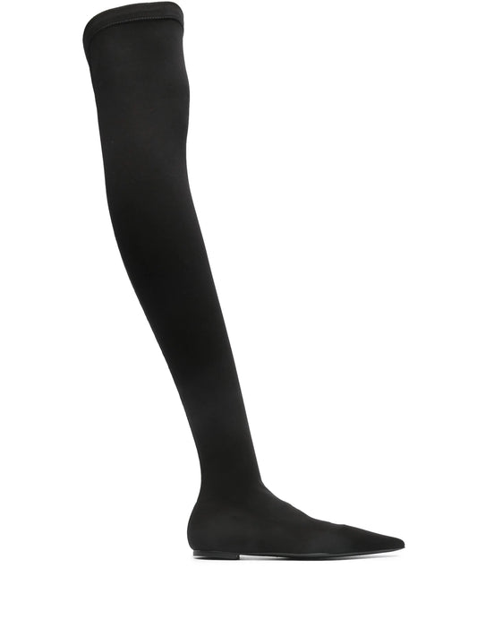 thigh-high flat boots