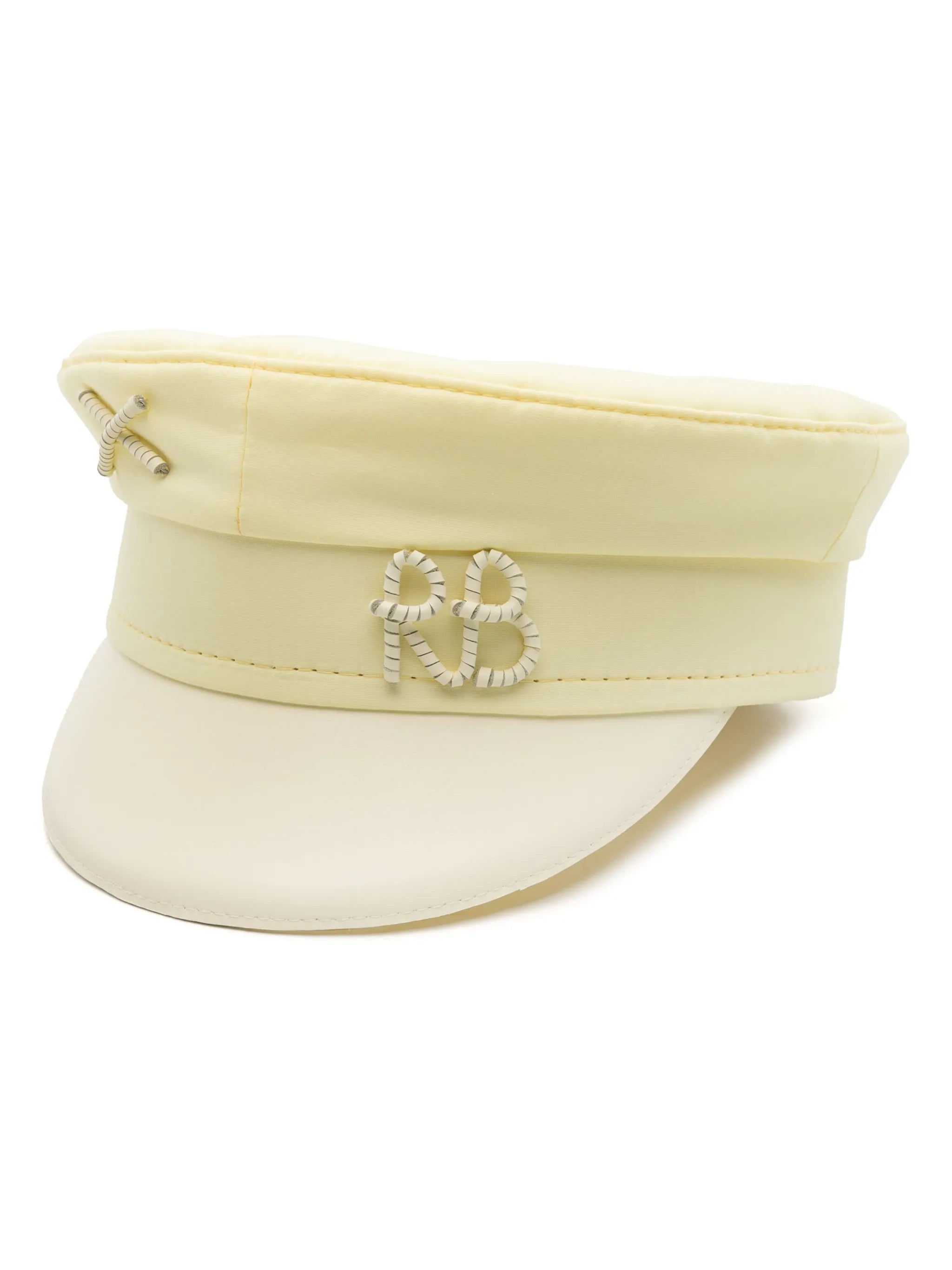 monogram-appliqué cotton bakerboy cap
