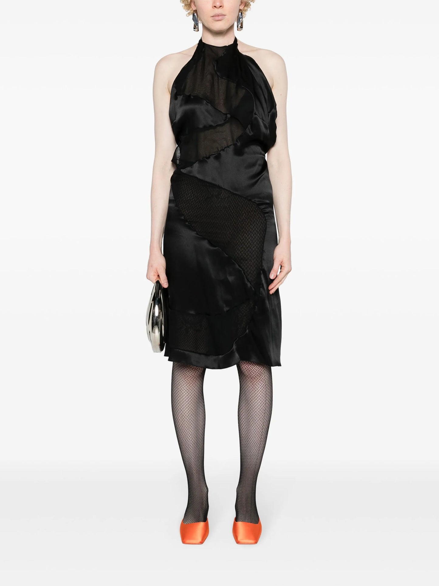 Spiral panelled midi dress