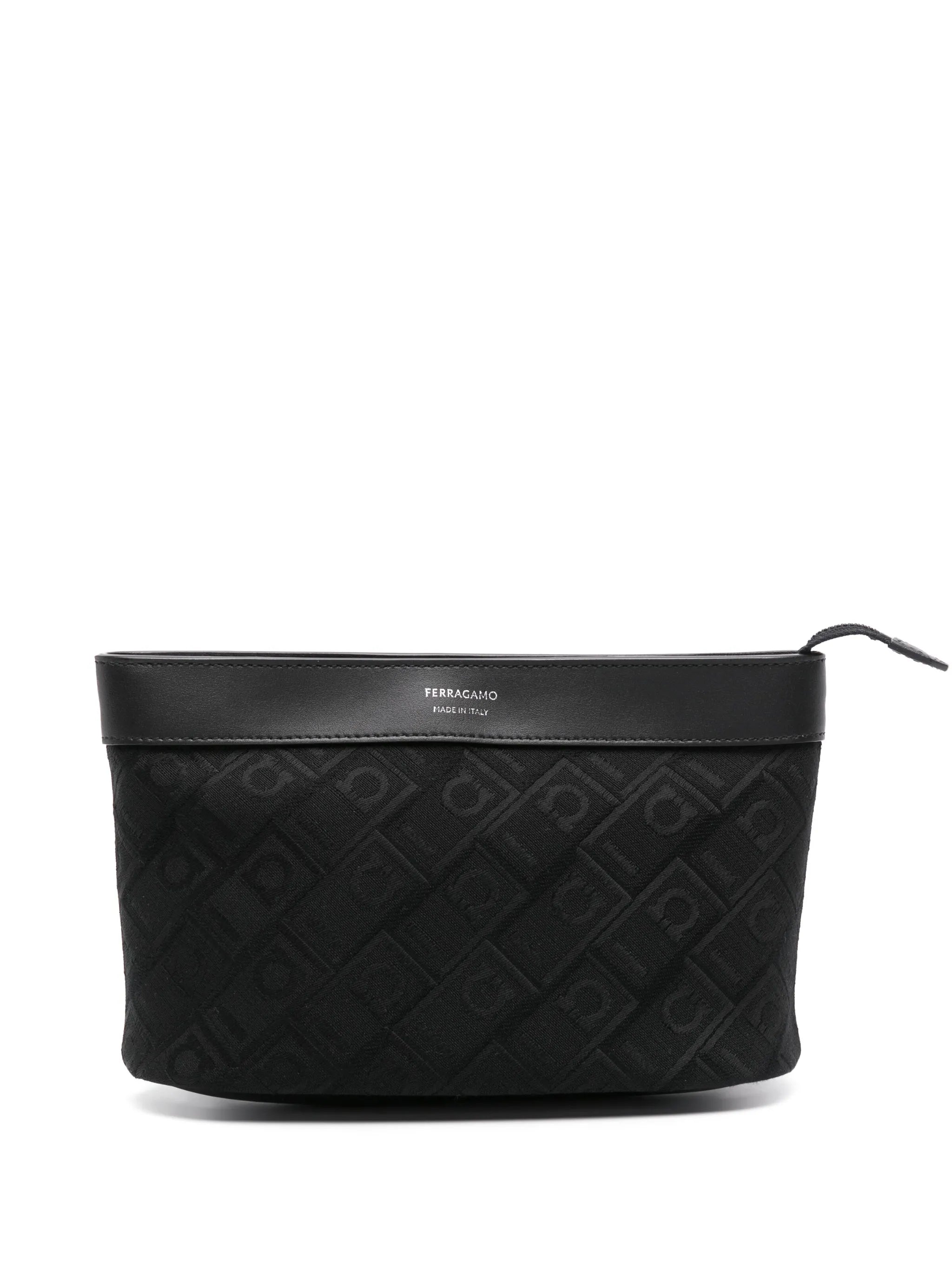 logo-jacquard clutch bag
