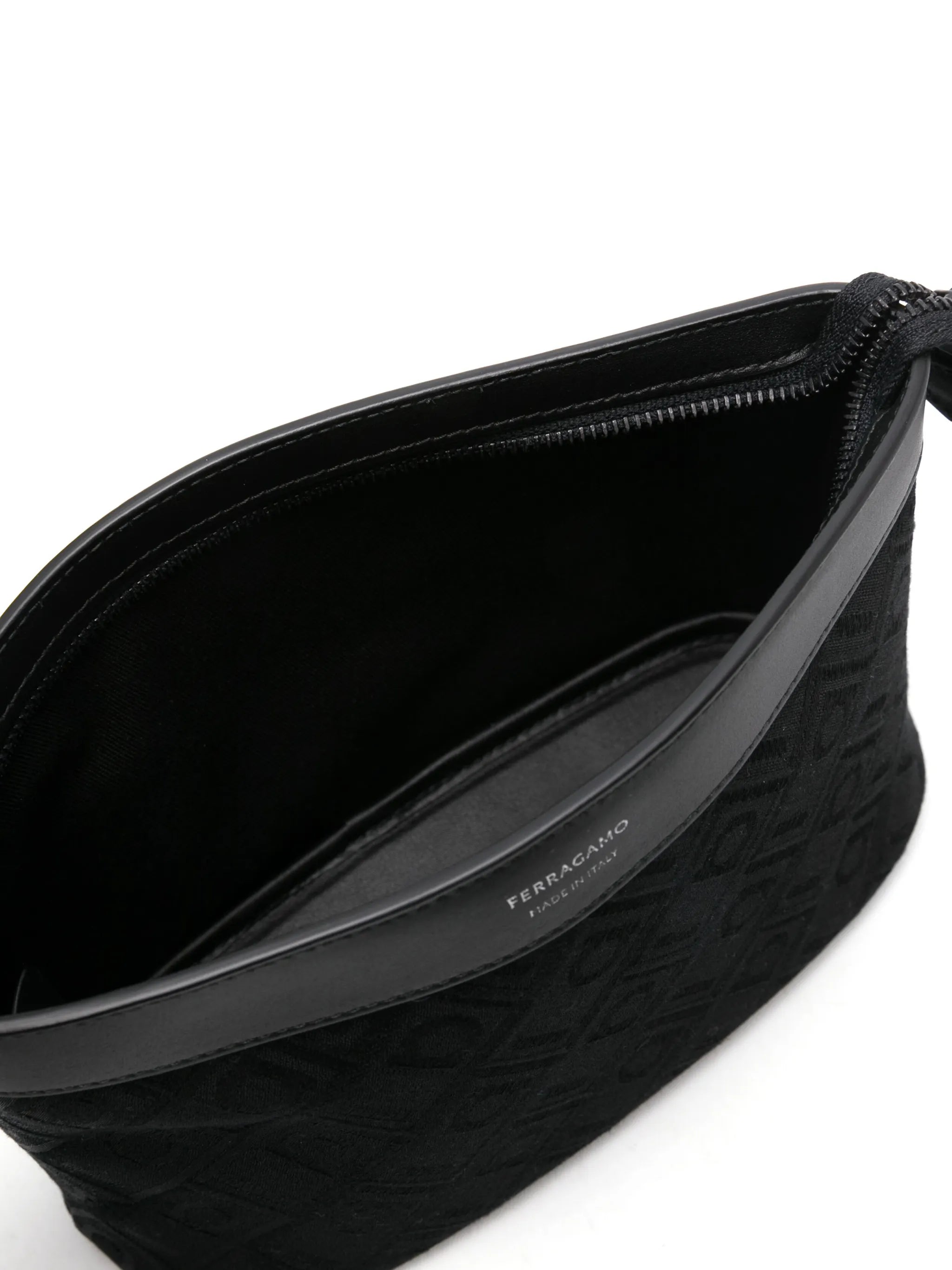 logo-jacquard clutch bag