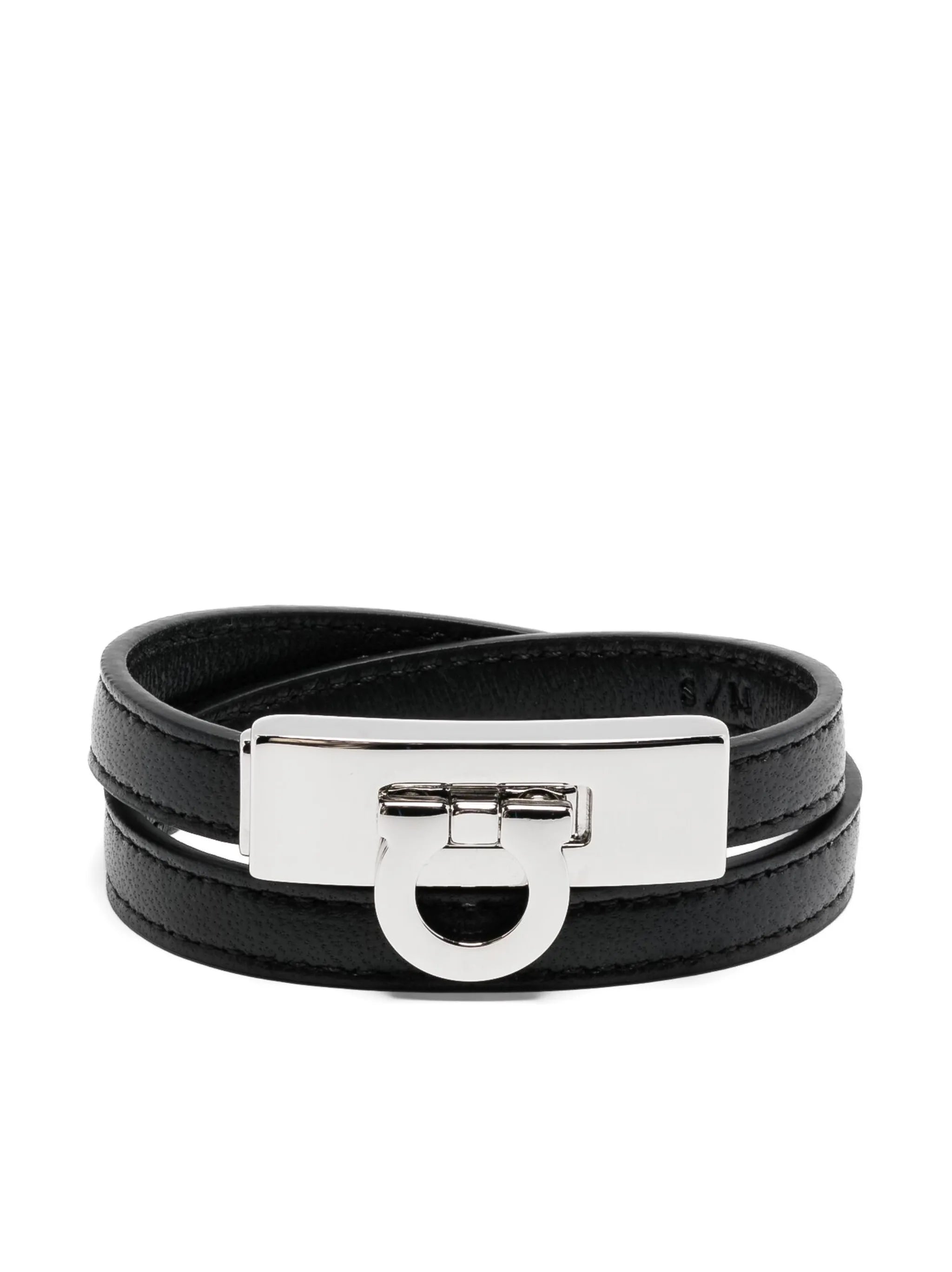 Gancini-buckle leather bracelet