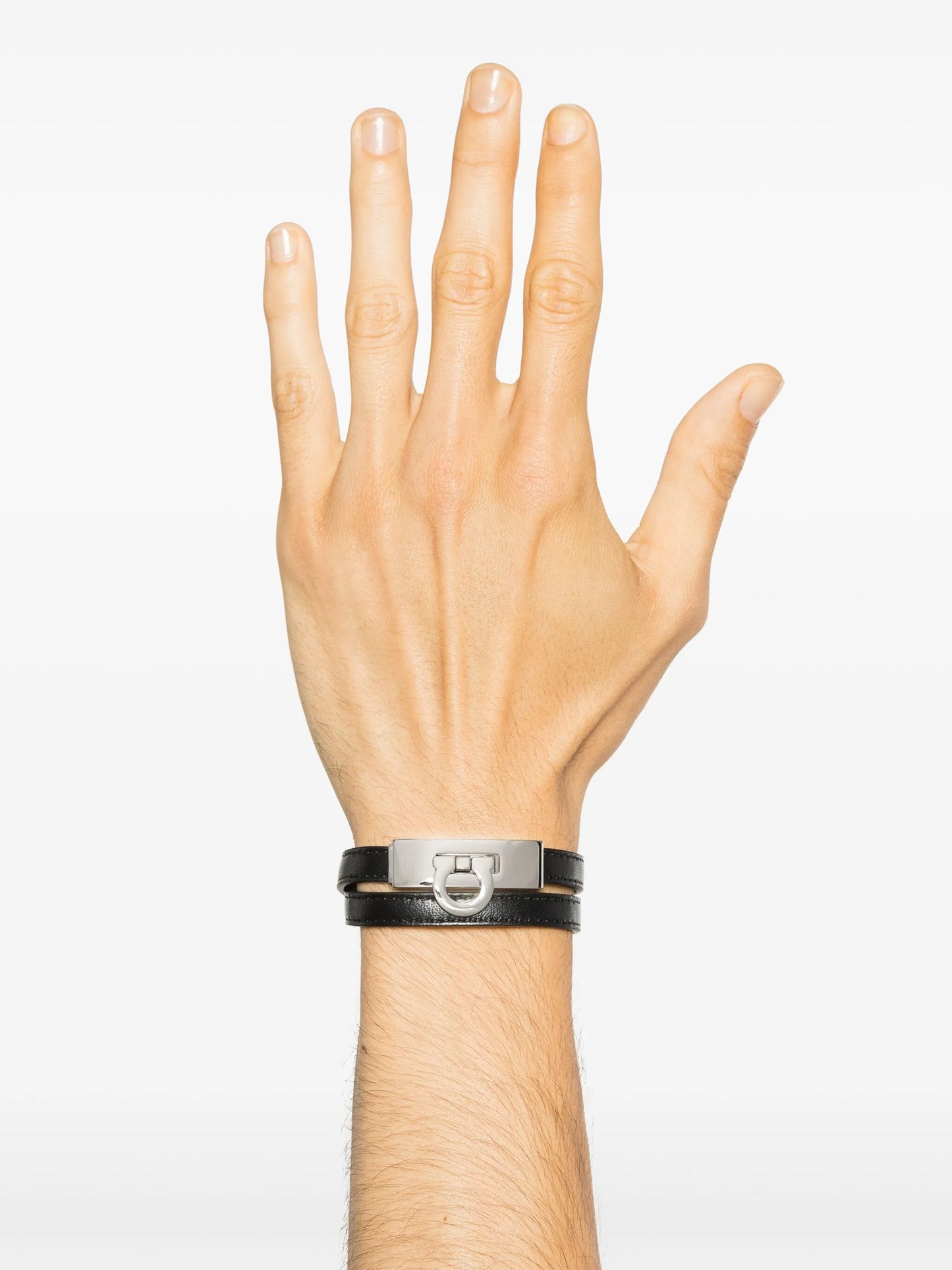 Gancini-buckle leather bracelet