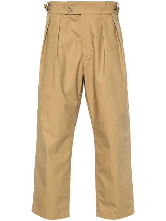 pleat-detailing cotton trousers
