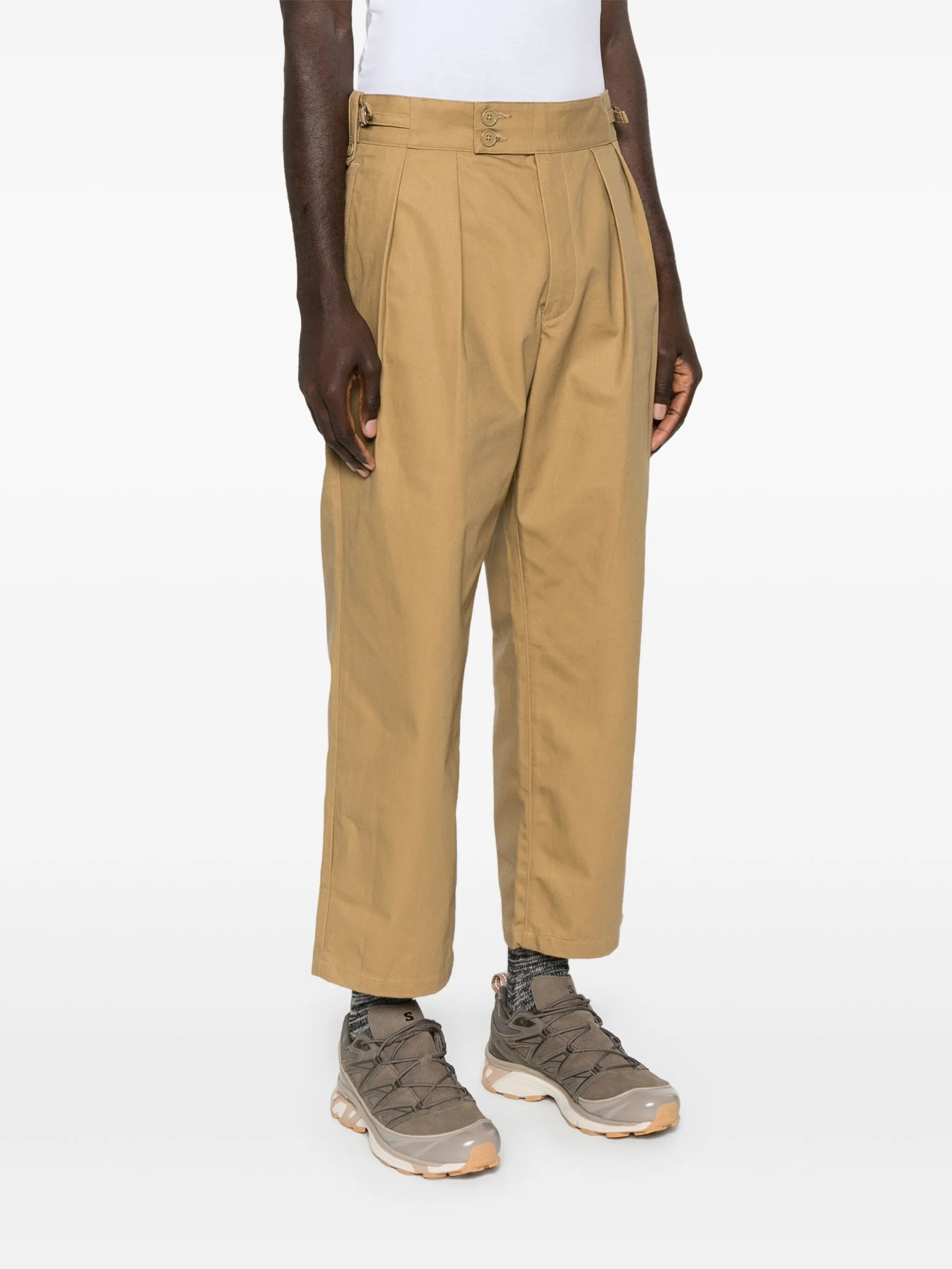 pleat-detailing cotton trousers