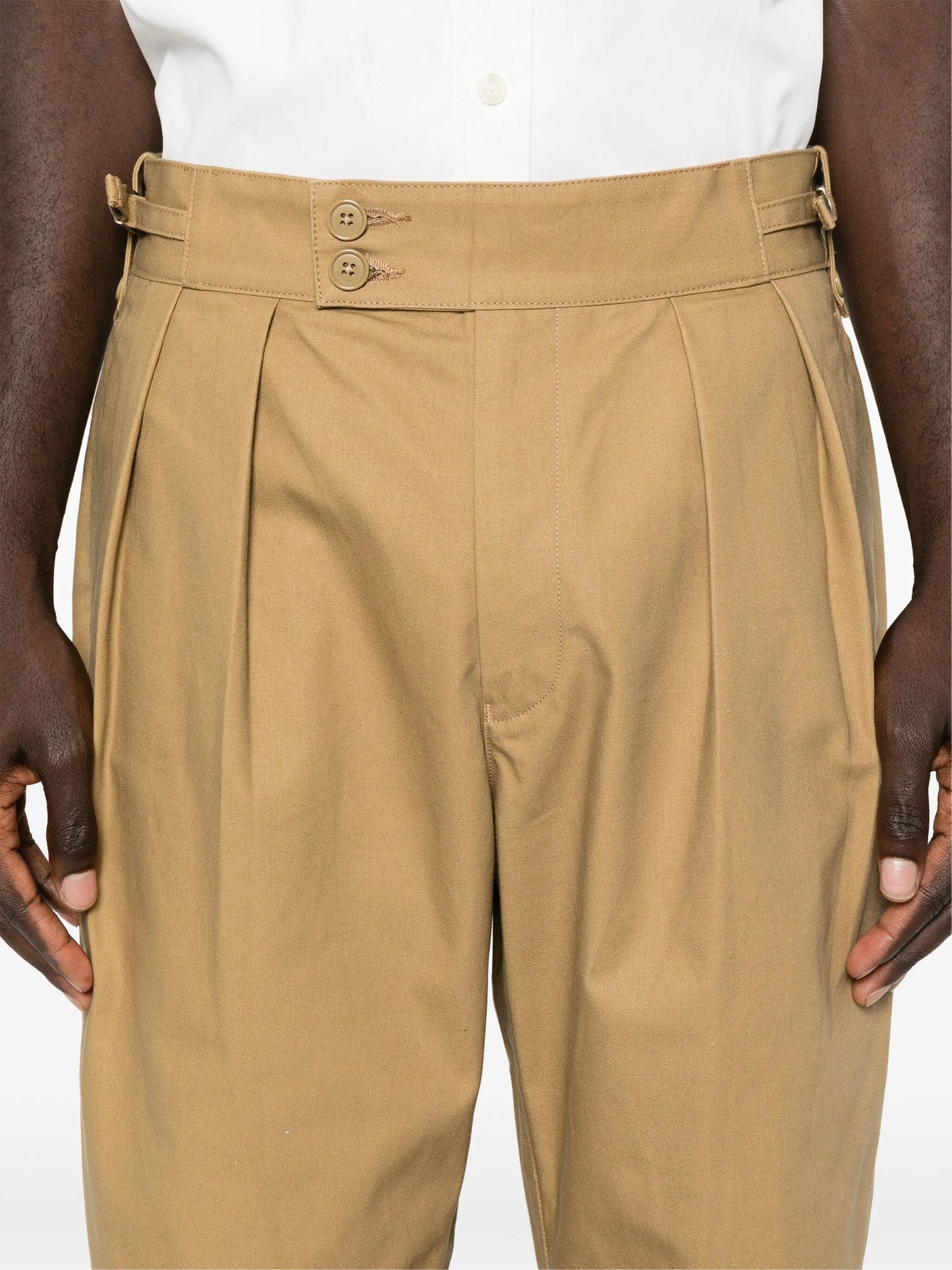 pleat-detailing cotton trousers
