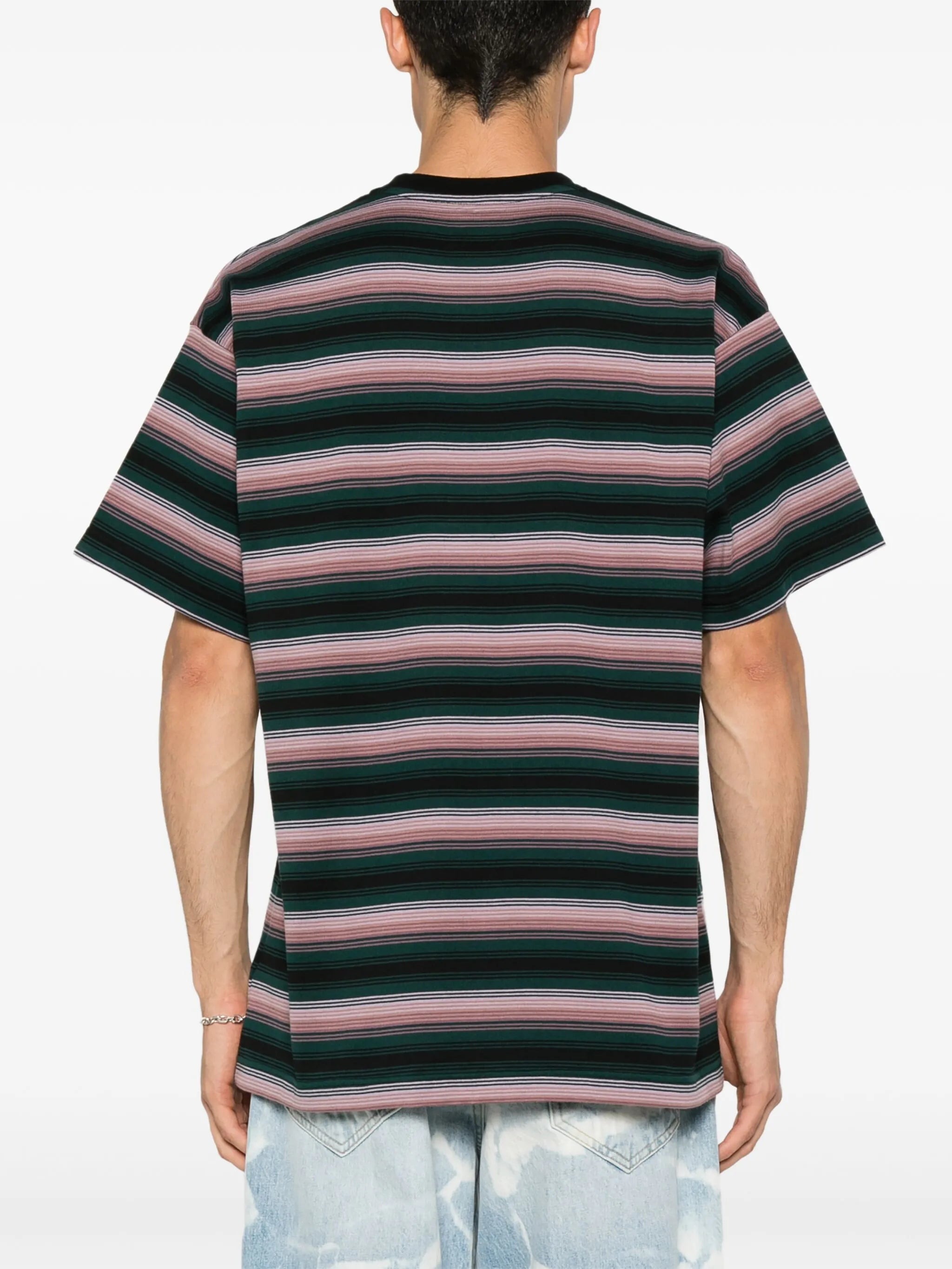 logo-embroidered striped T-shirt