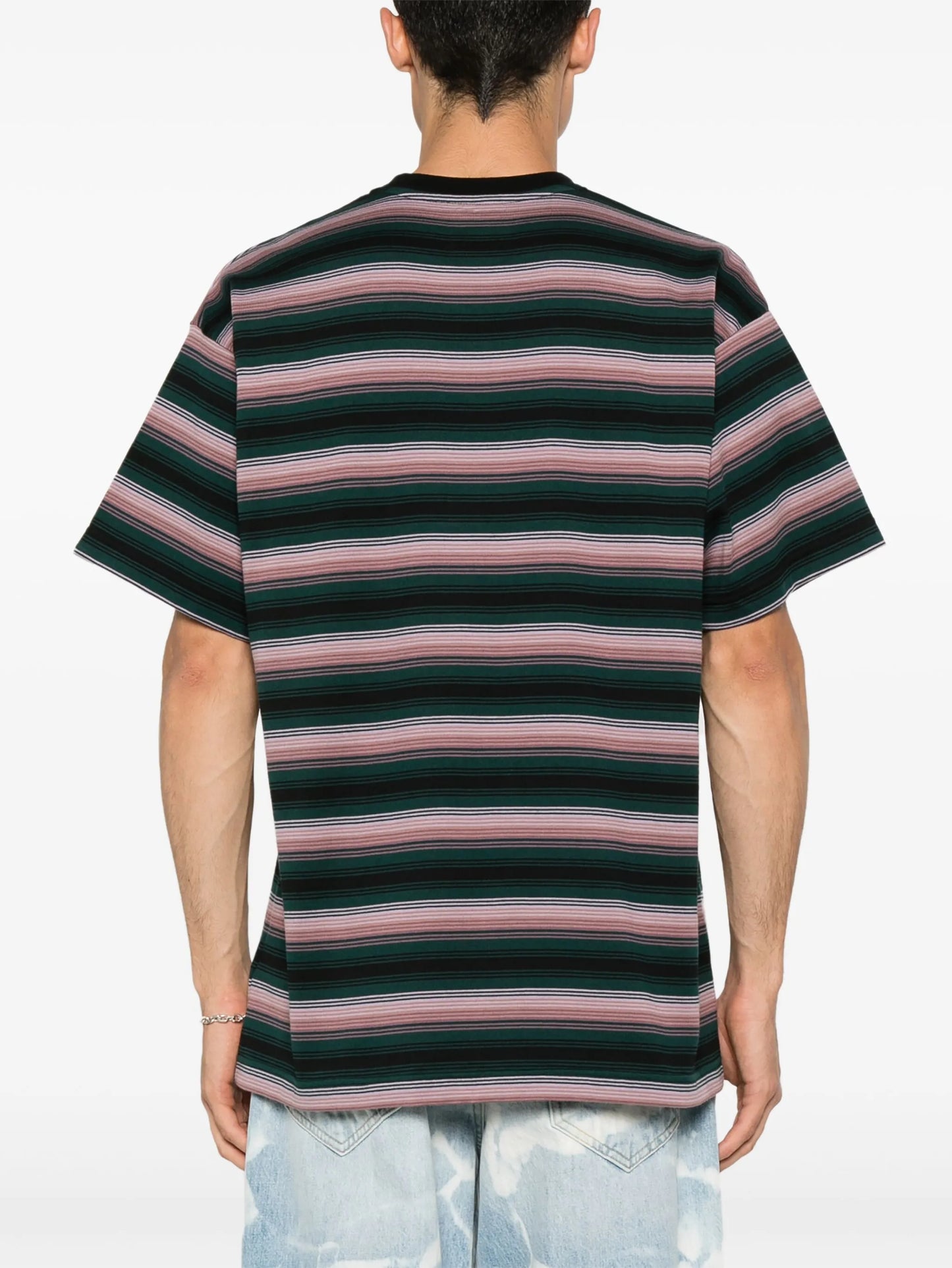 logo-embroidered striped T-shirt