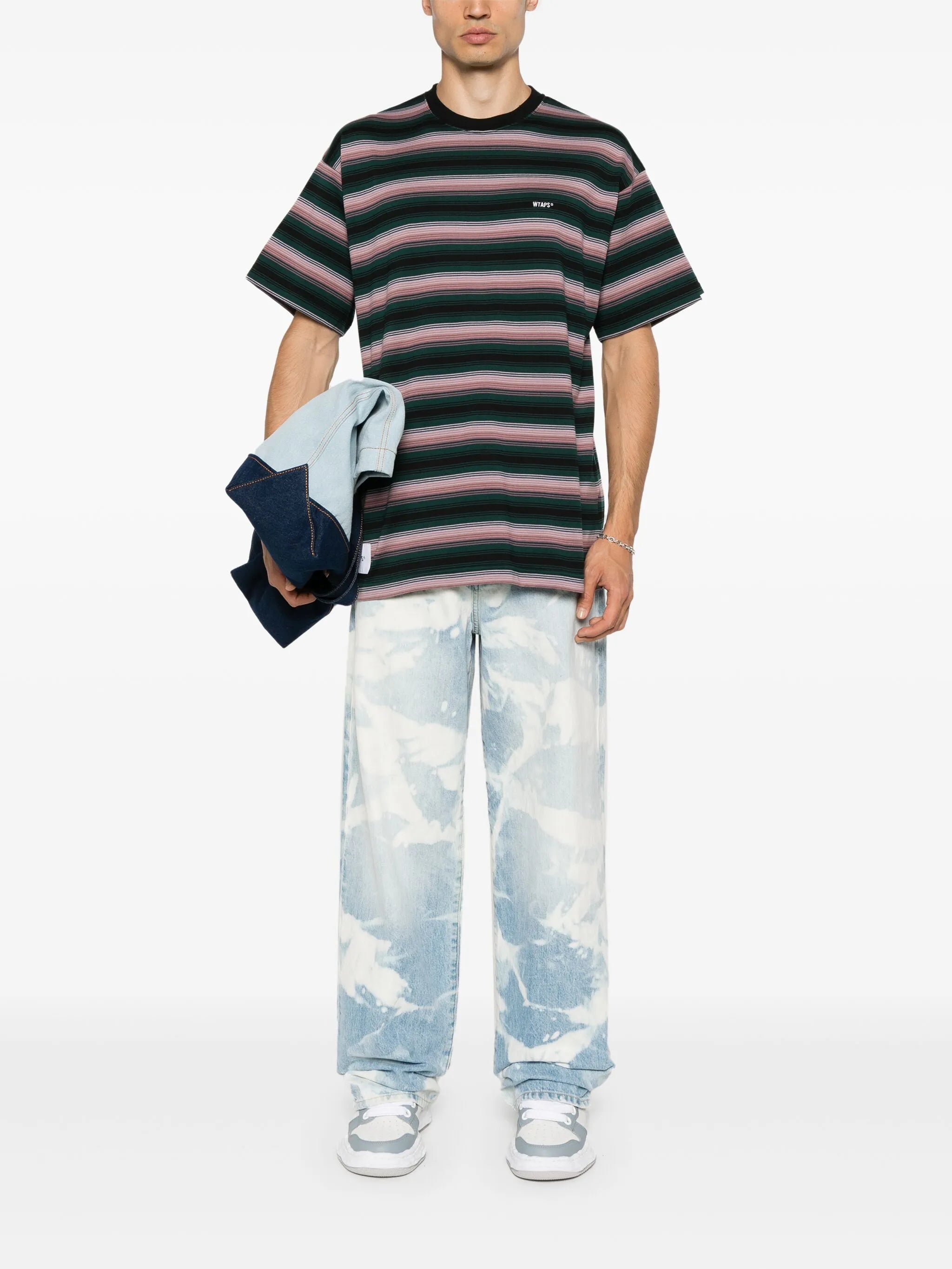 logo-embroidered striped T-shirt