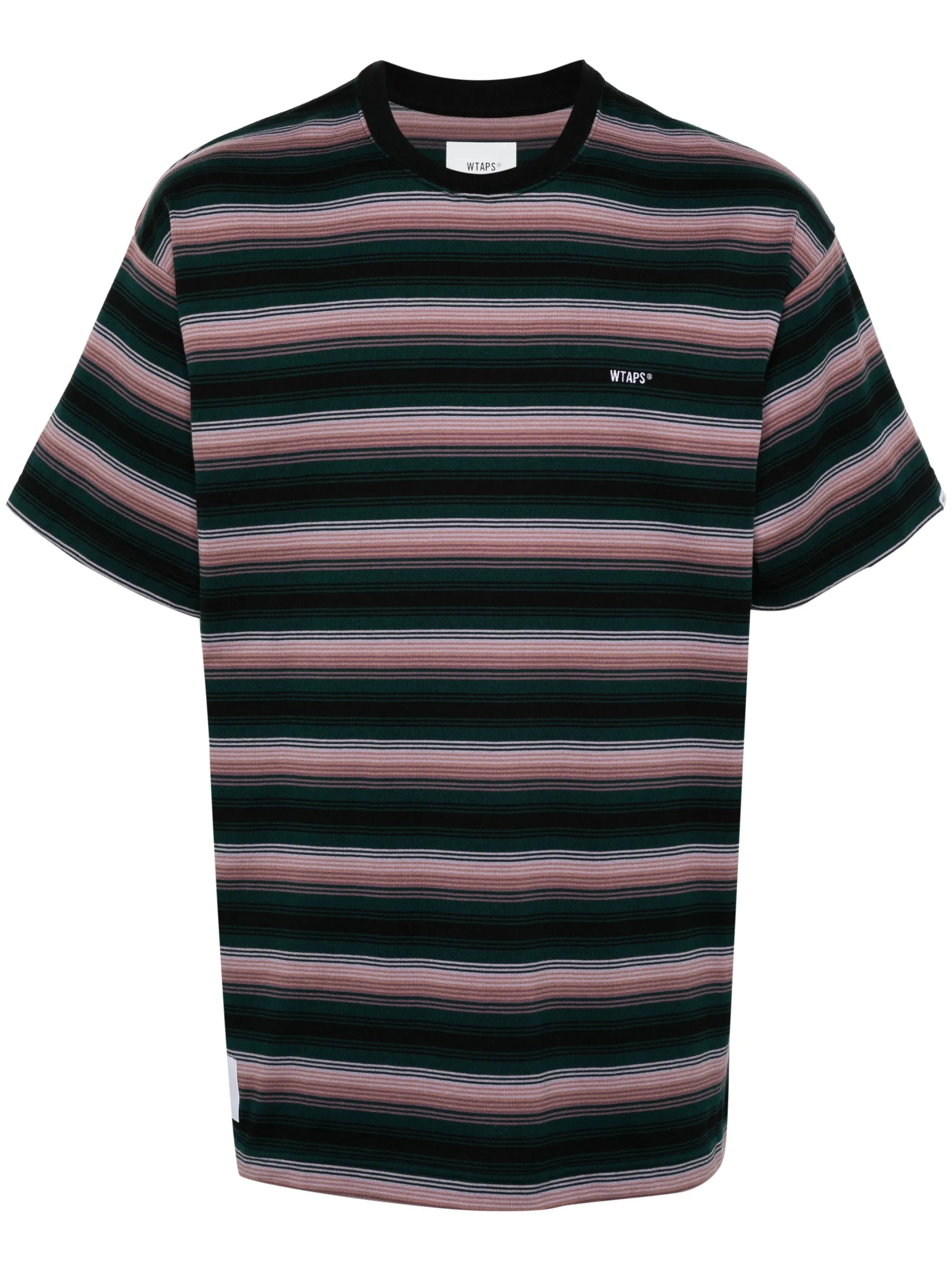 logo-embroidered striped T-shirt