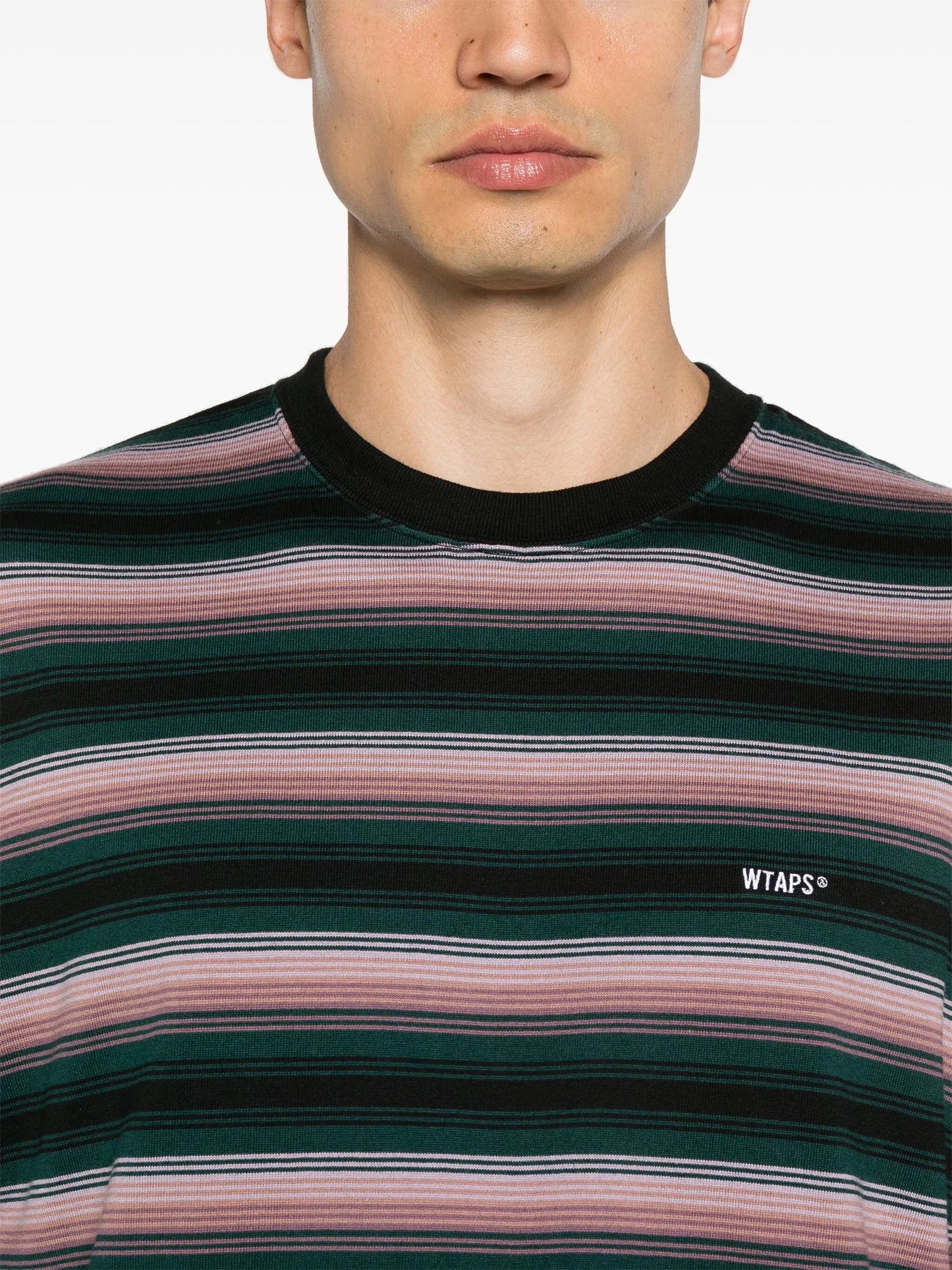 logo-embroidered striped T-shirt