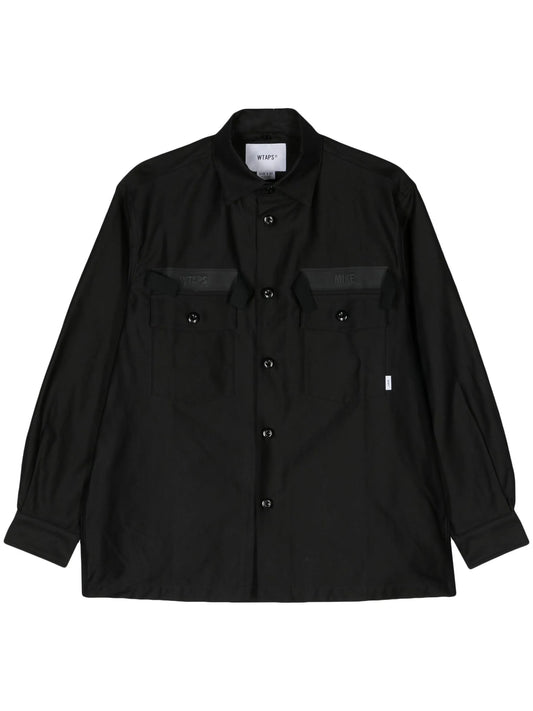 classic-collar cotton overshirt