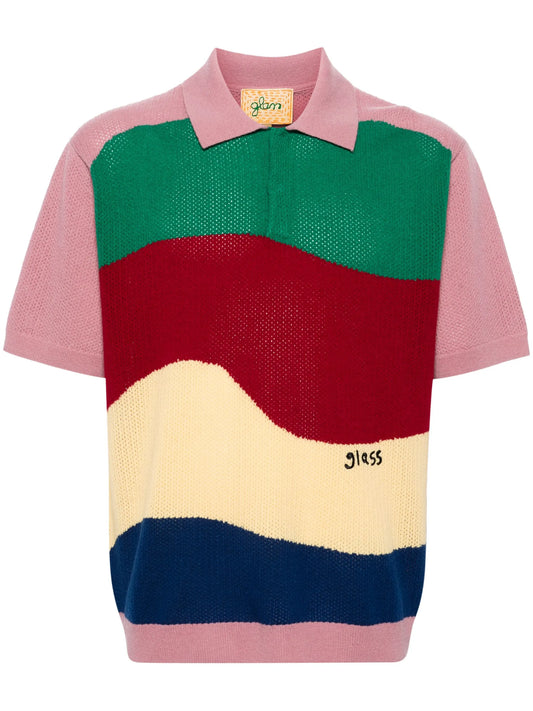 colour-block wool polo shirt