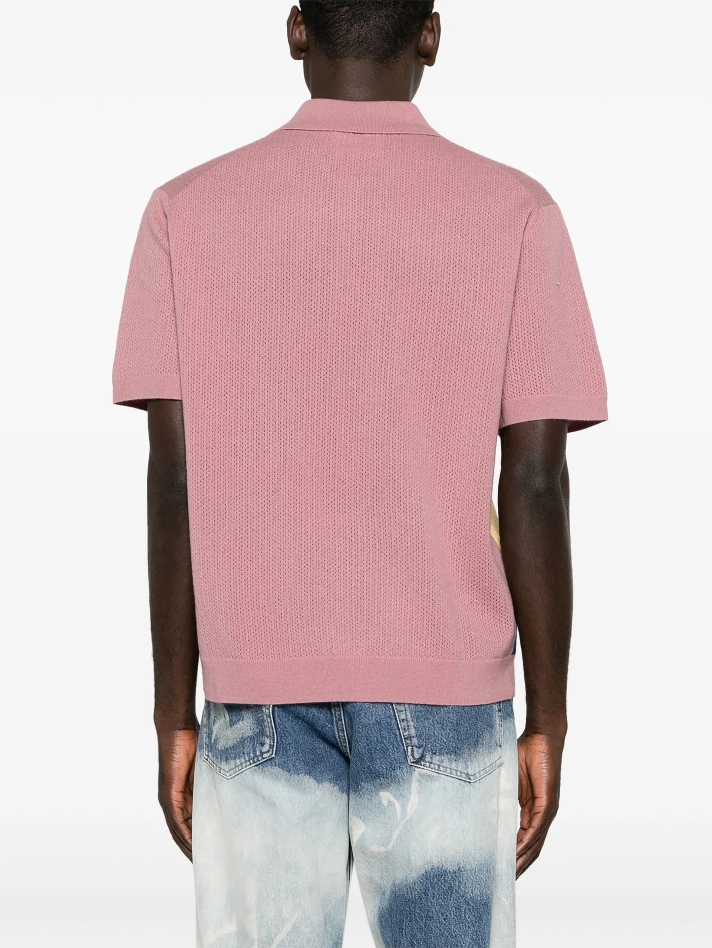 colour-block wool polo shirt