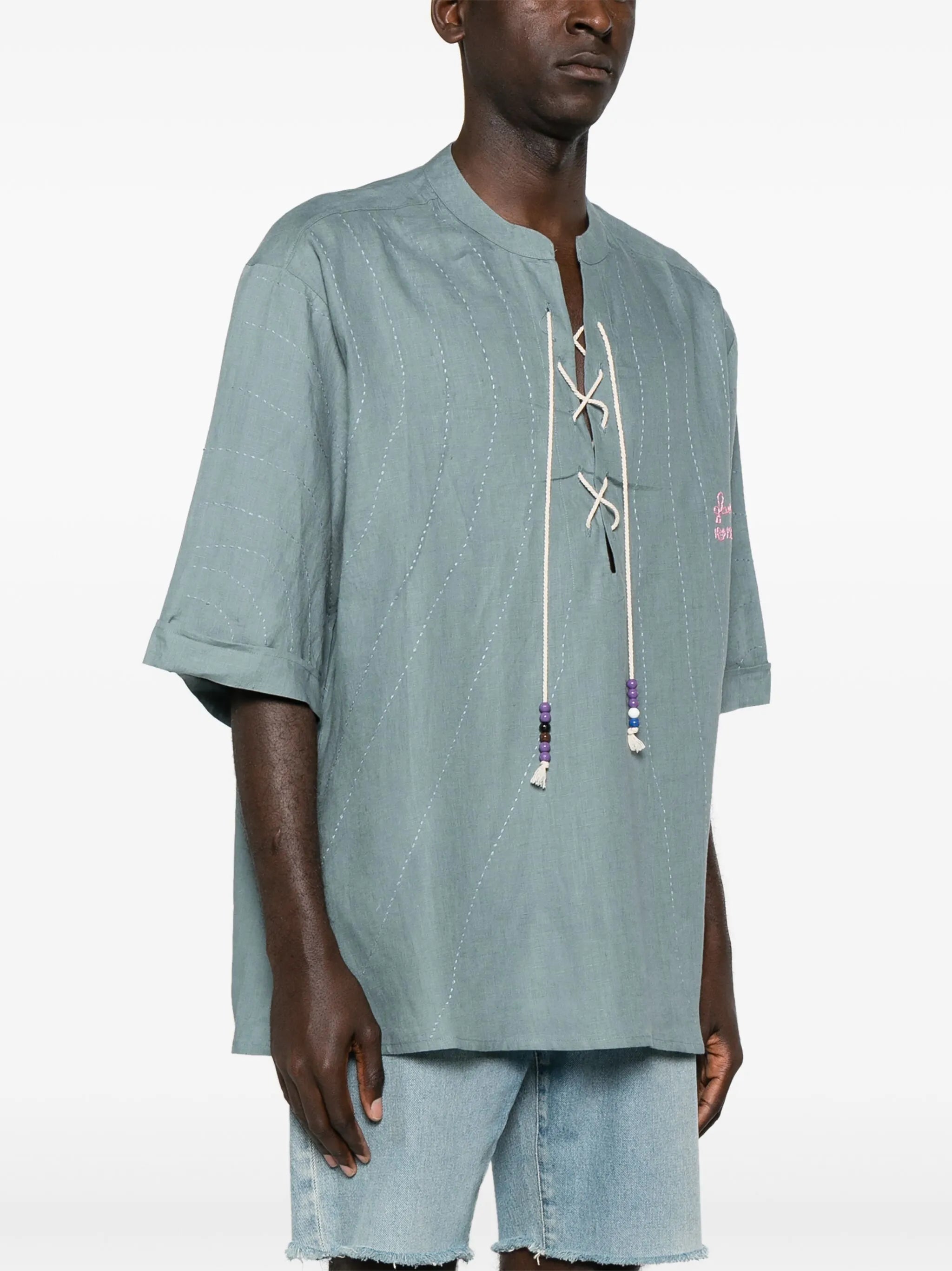 decorative-stitching linen tunic