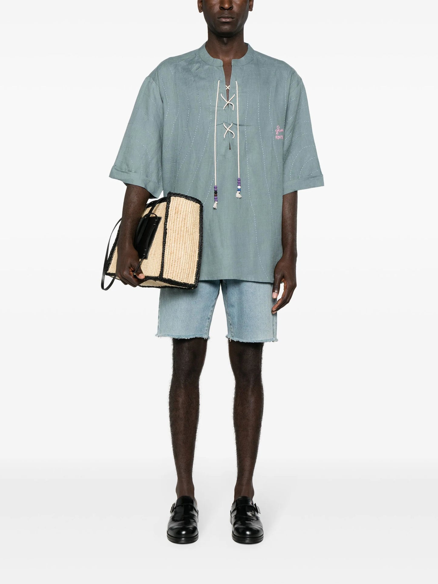 decorative-stitching linen tunic