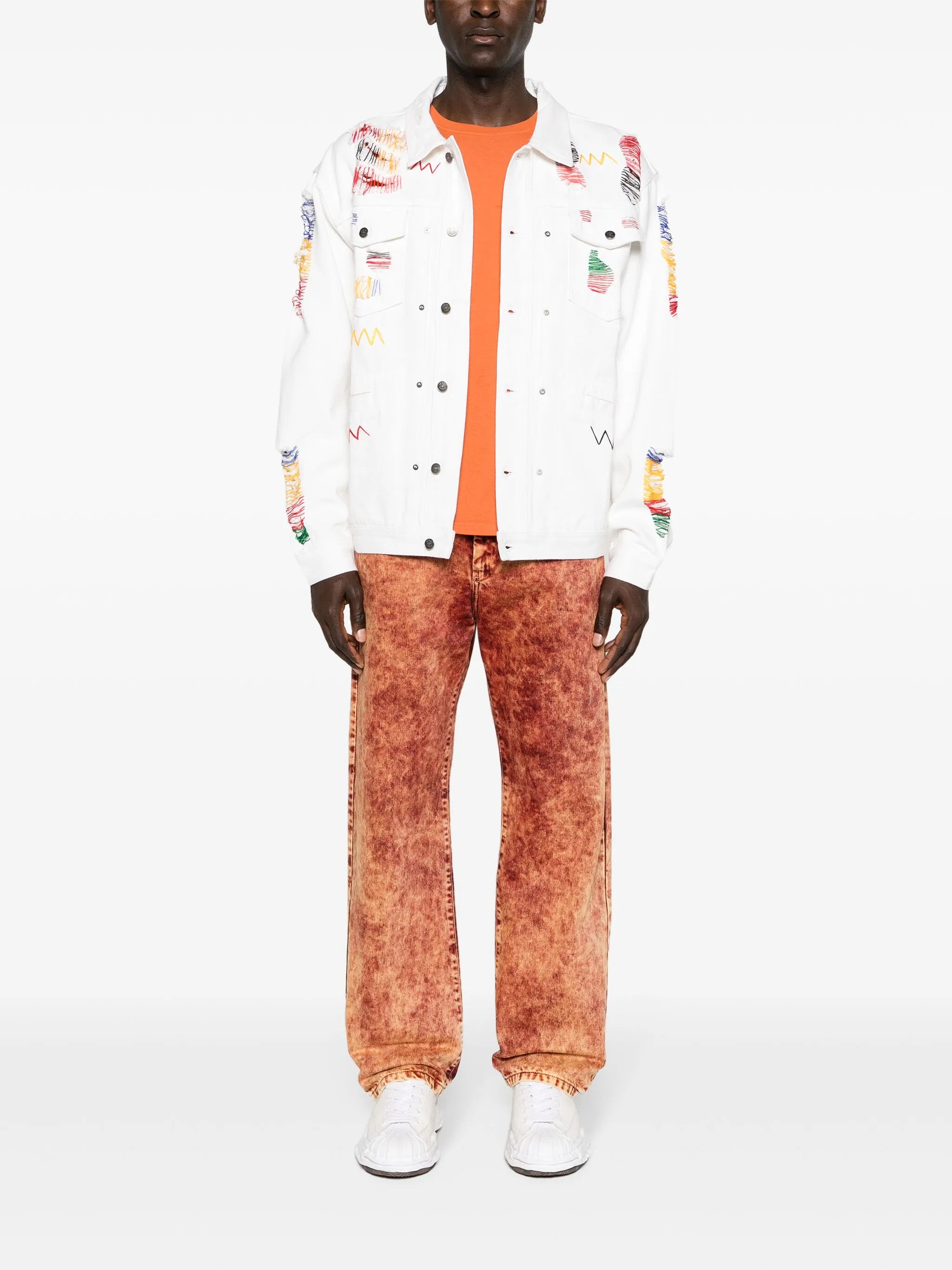 Laddering decorative-stitch jacket