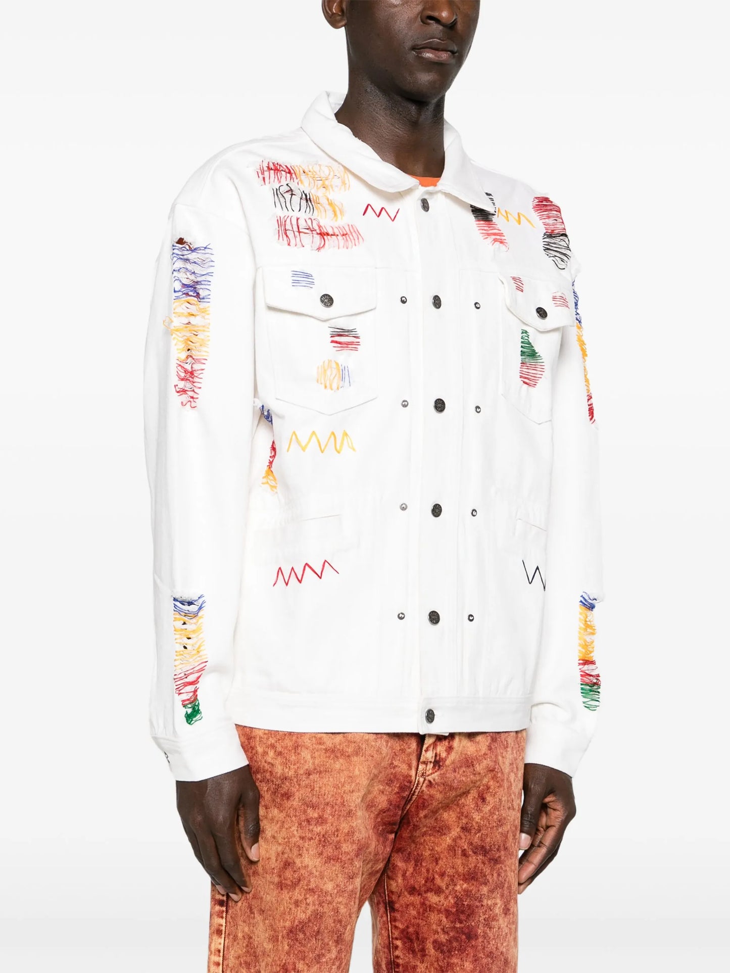 Laddering decorative-stitch jacket