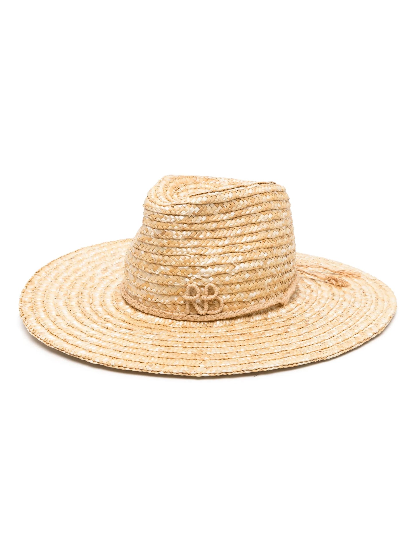 logo-appliqué straw fedora hat